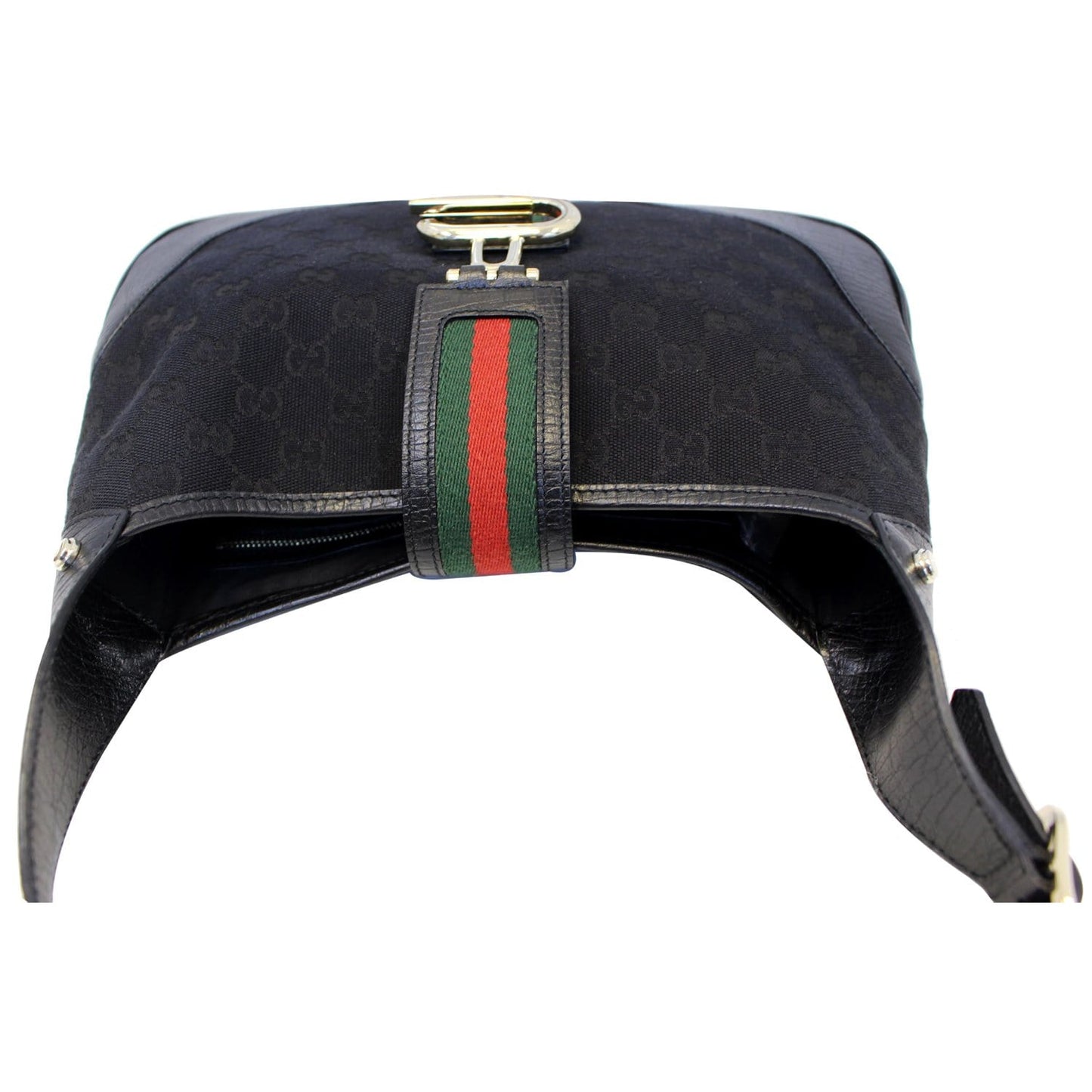 GUCCI GG Canvas Web Hobo Bag Black 130779