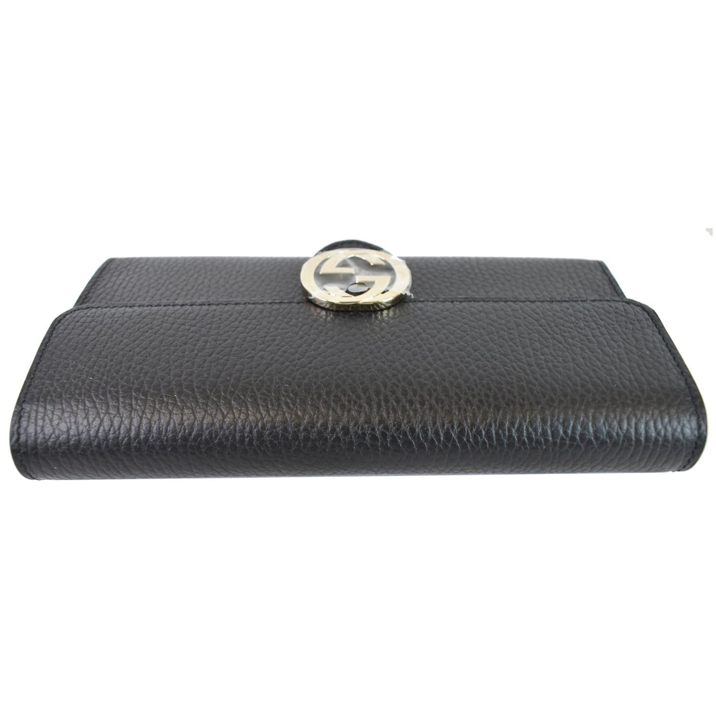 GUCCI GG Interlocking Continental Leather Wallet Black 598166