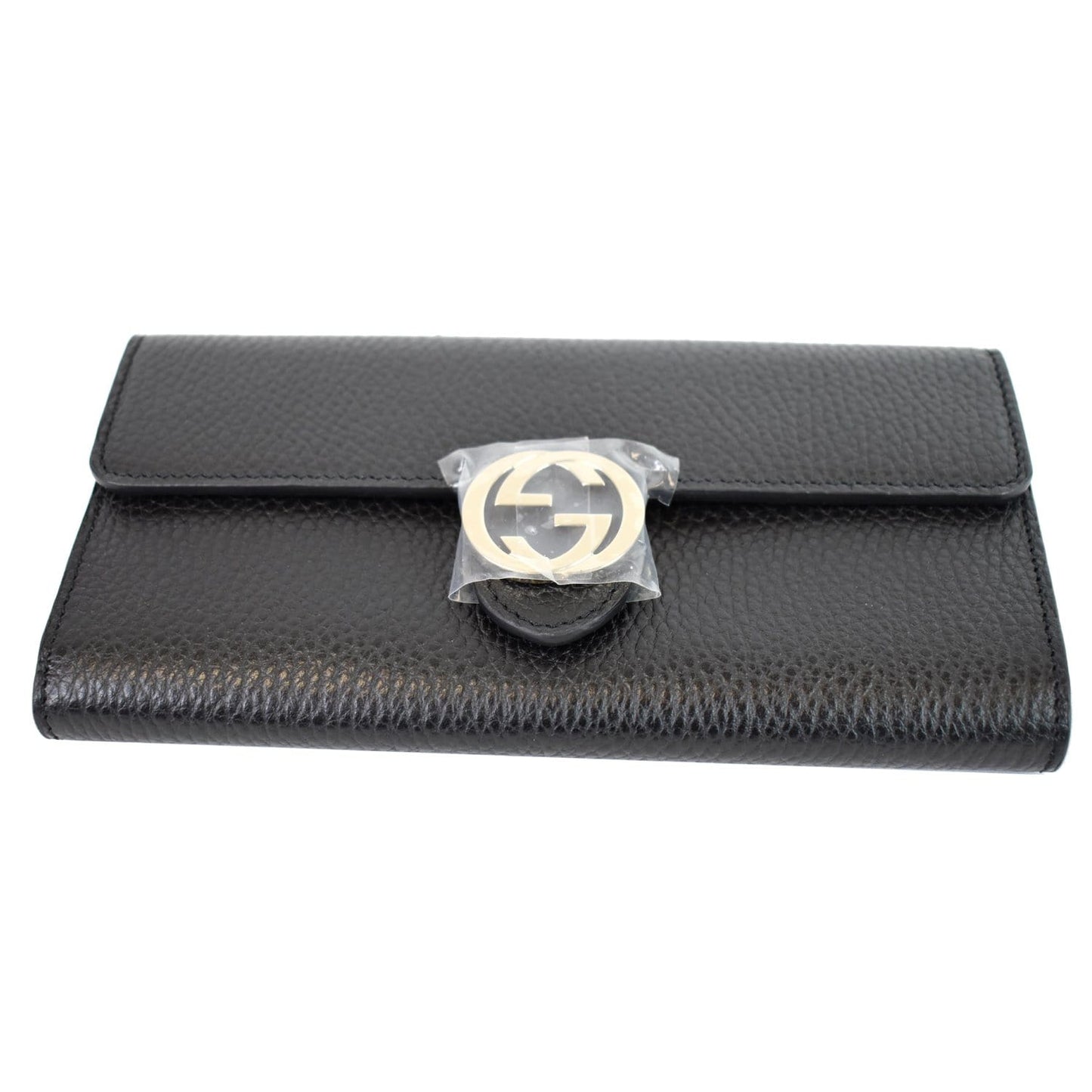 GUCCI GG Interlocking Continental Leather Wallet Black 598166
