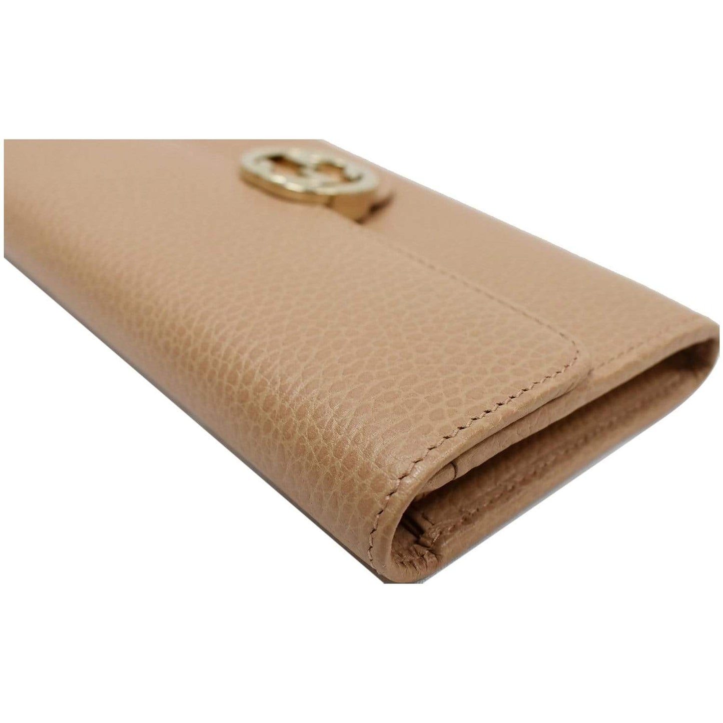 GUCCI GG Interlocking Continental Leather Wallet Beige 615524