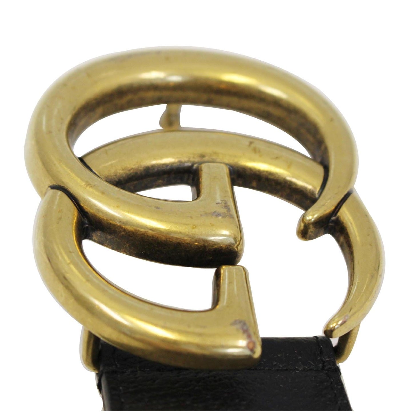 GUCCI Double G Buckle Leather Belt Black Size 41