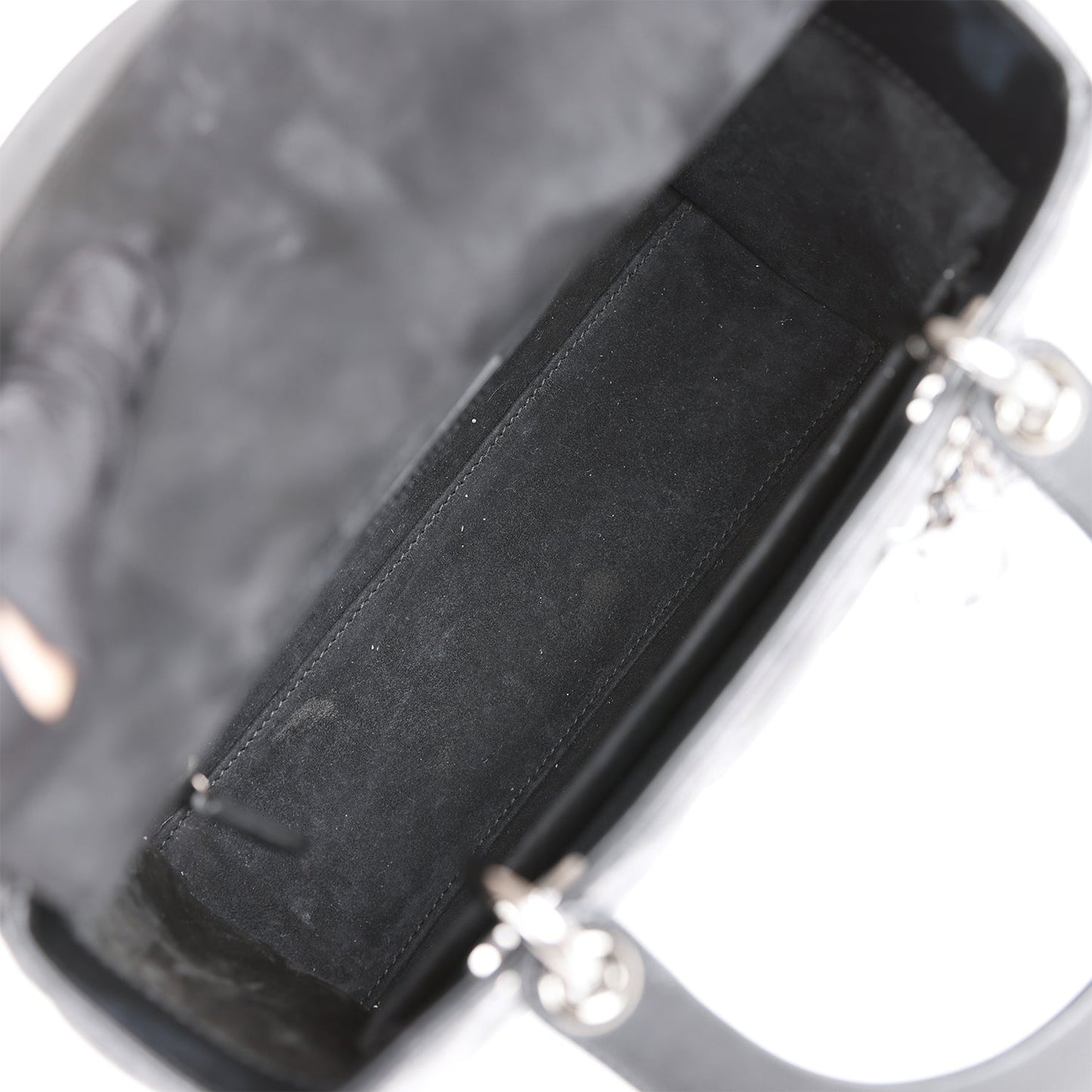 Christian Dior Medium Lady Dior Tote Black Lambskin Ruthenium Hardware