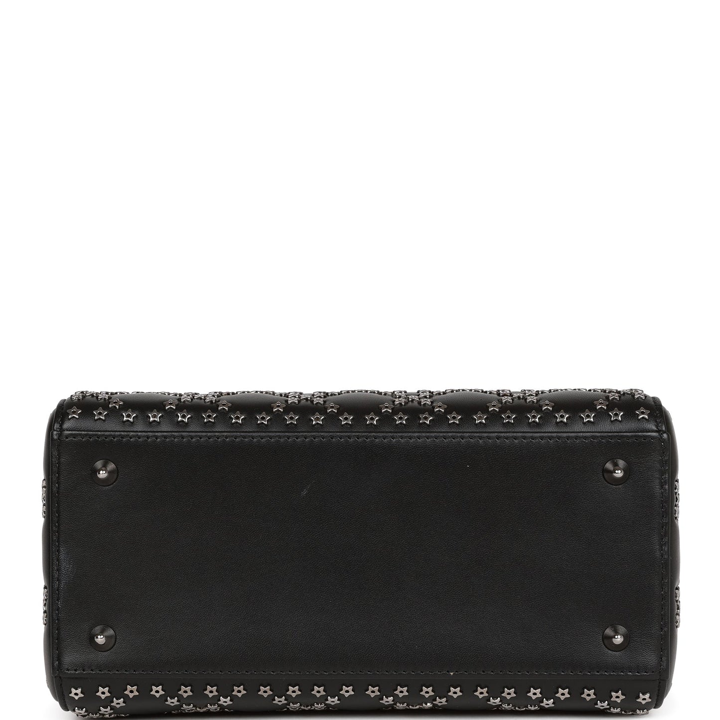 Christian Dior Lucky Star Medium Lady Dior Tote Black Lambskin Ruthenium Hardware