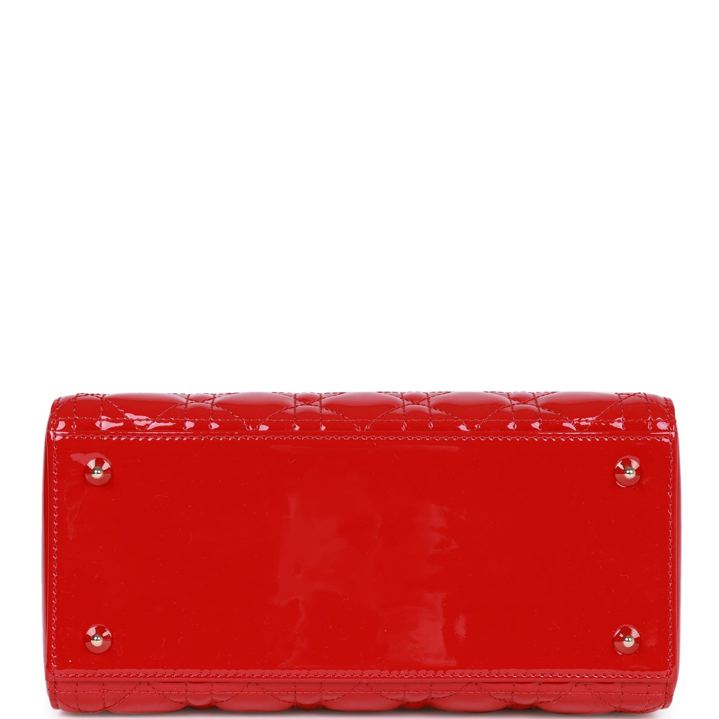 Christian Dior Medium Lady Dior Tote Red Patent Gold Hardware