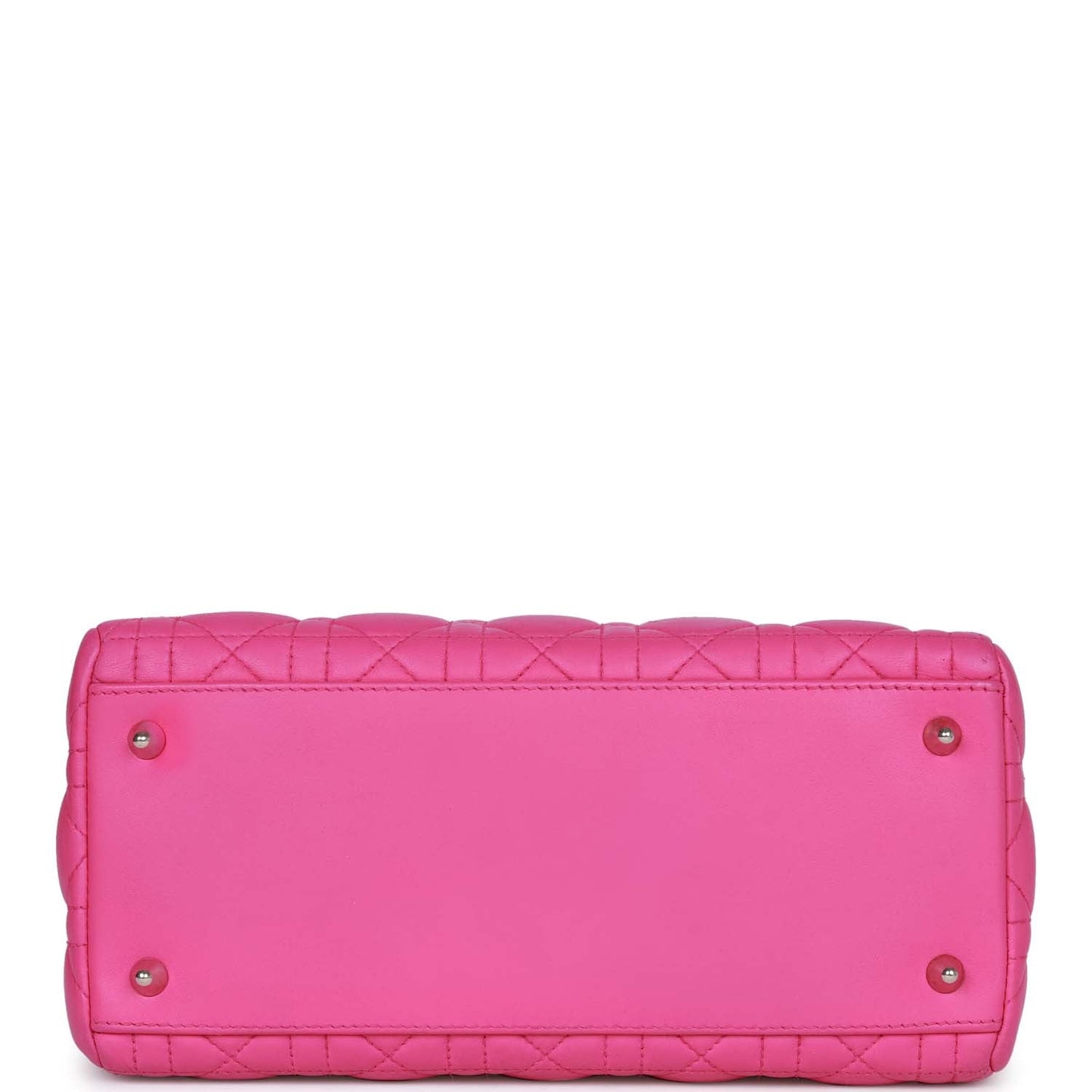 Christian Dior Medium Lady Dior Tote Fuchsia Lambskin Silver Hardware