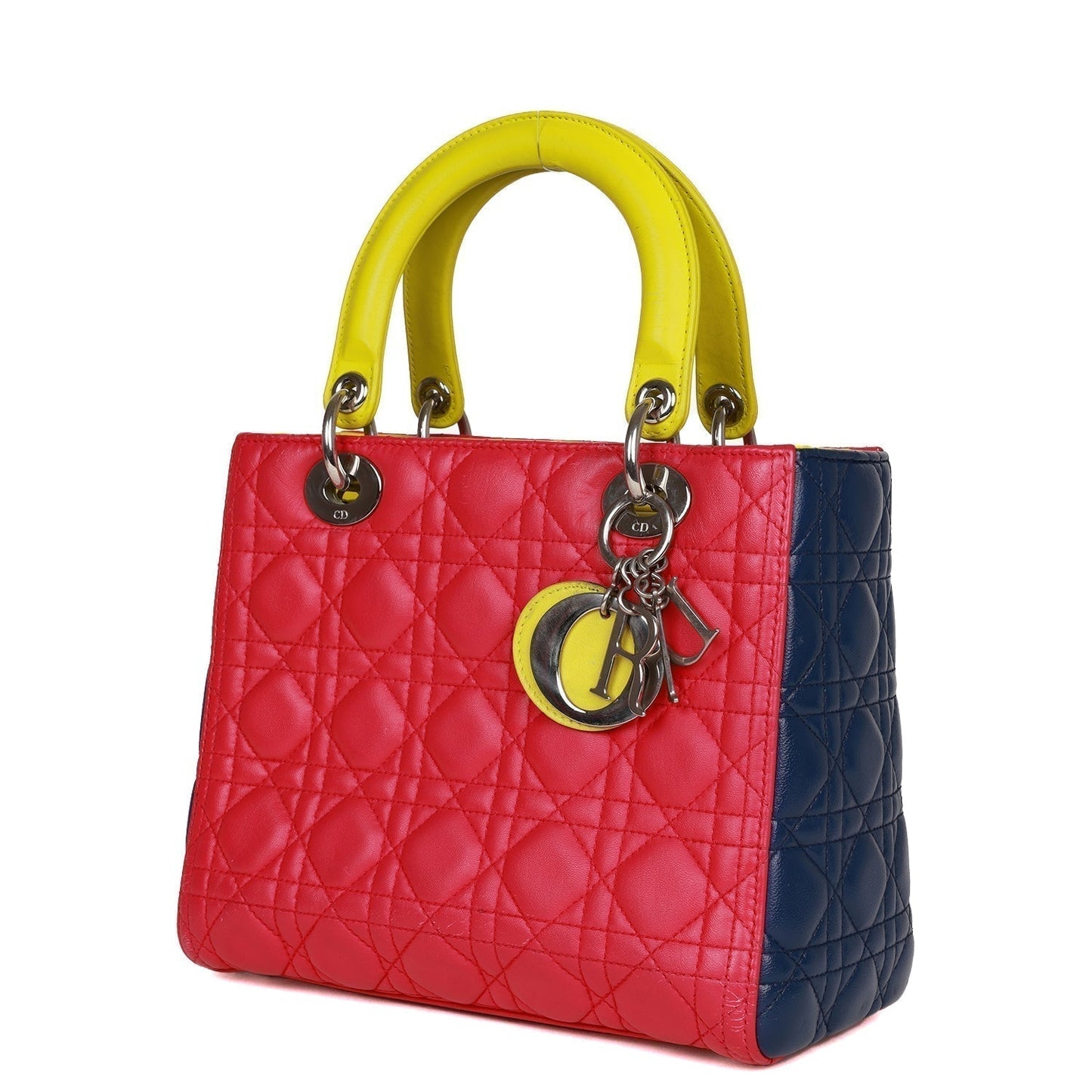 Christian Dior Medium Lady Dior Tricolor Cannage Lambskin Silver Hardware