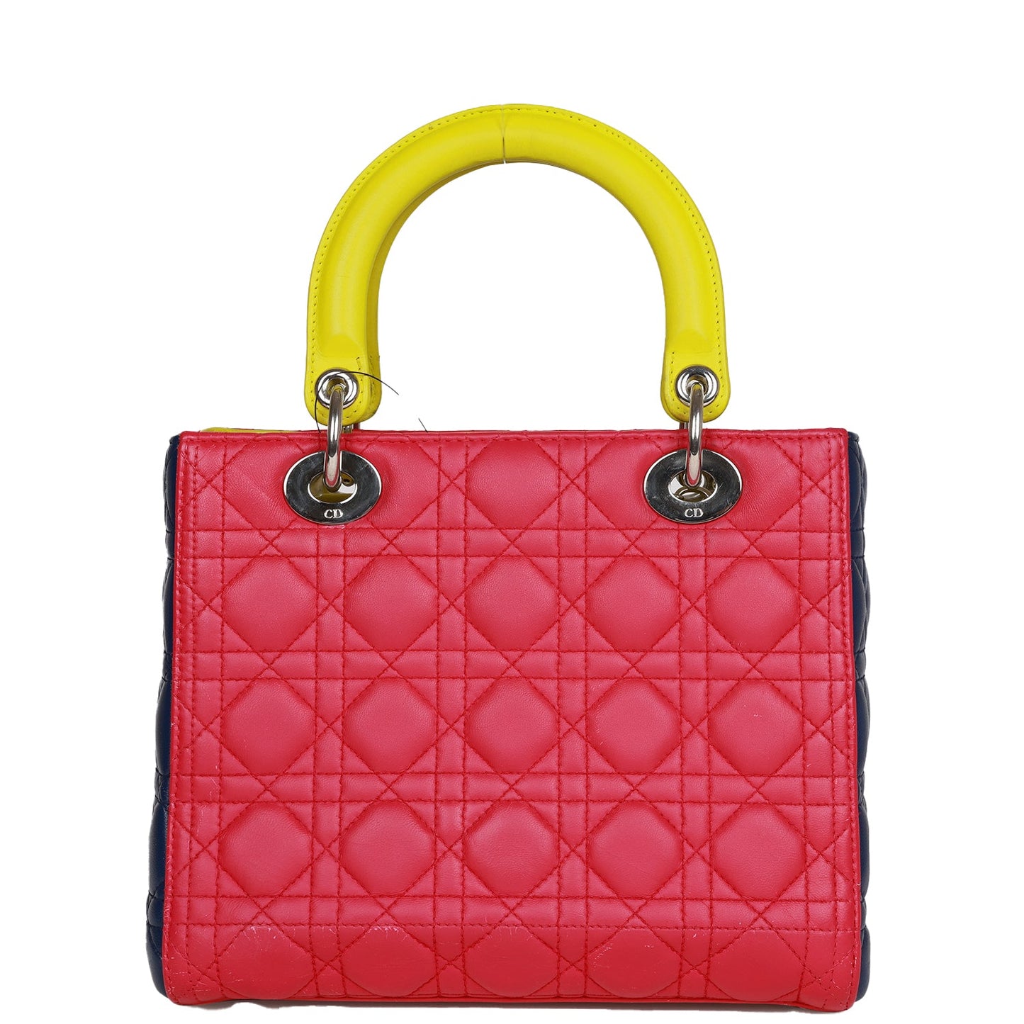 Christian Dior Medium Lady Dior Tricolor Cannage Lambskin Silver Hardware