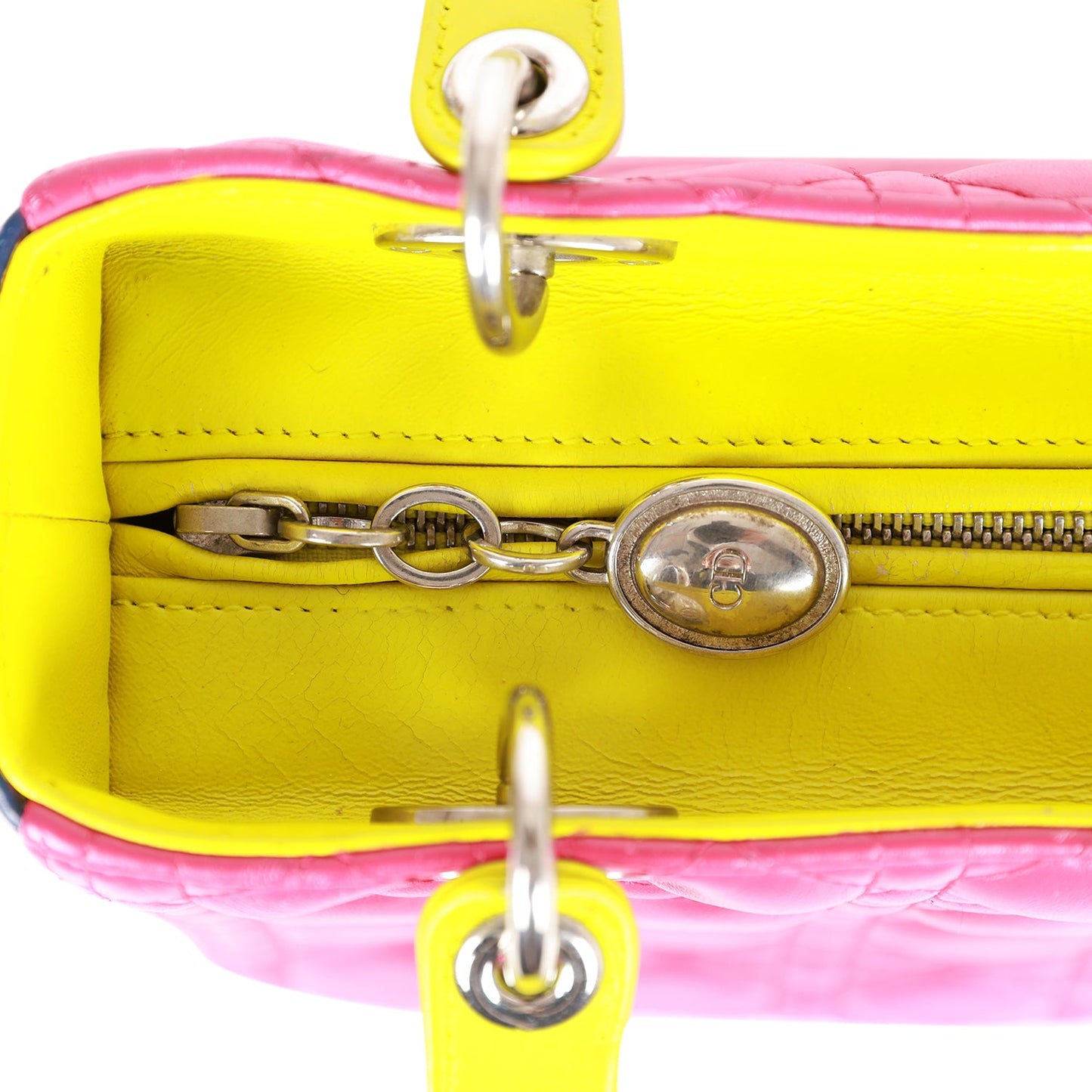 Christian Dior Medium Lady Dior Tricolor Cannage Lambskin Silver Hardware