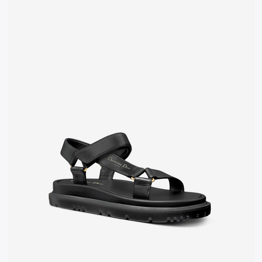 D-Wave Sandal Black Lambskin - Designer Slides & Sandals for Women