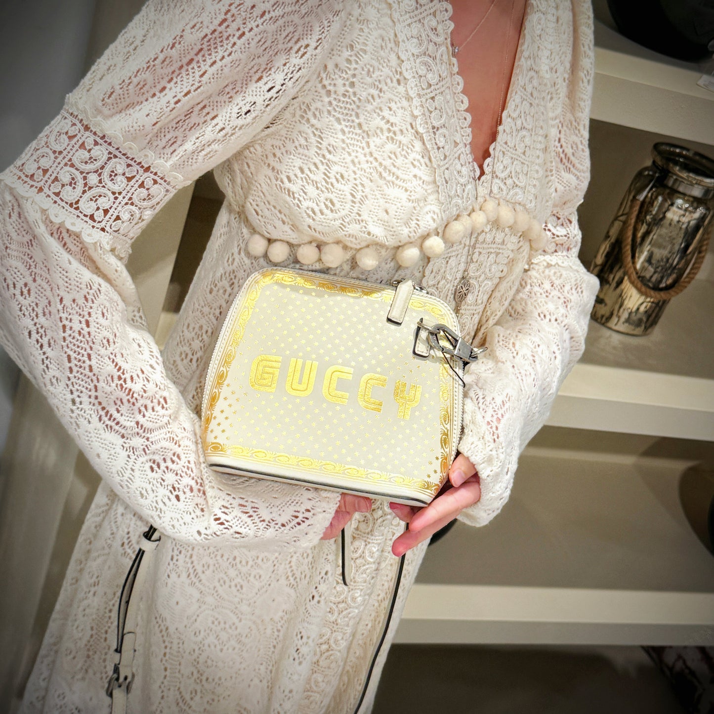 Gucci Leather Sega Guccy Stars Dome Mini Crossbody Bag TWS