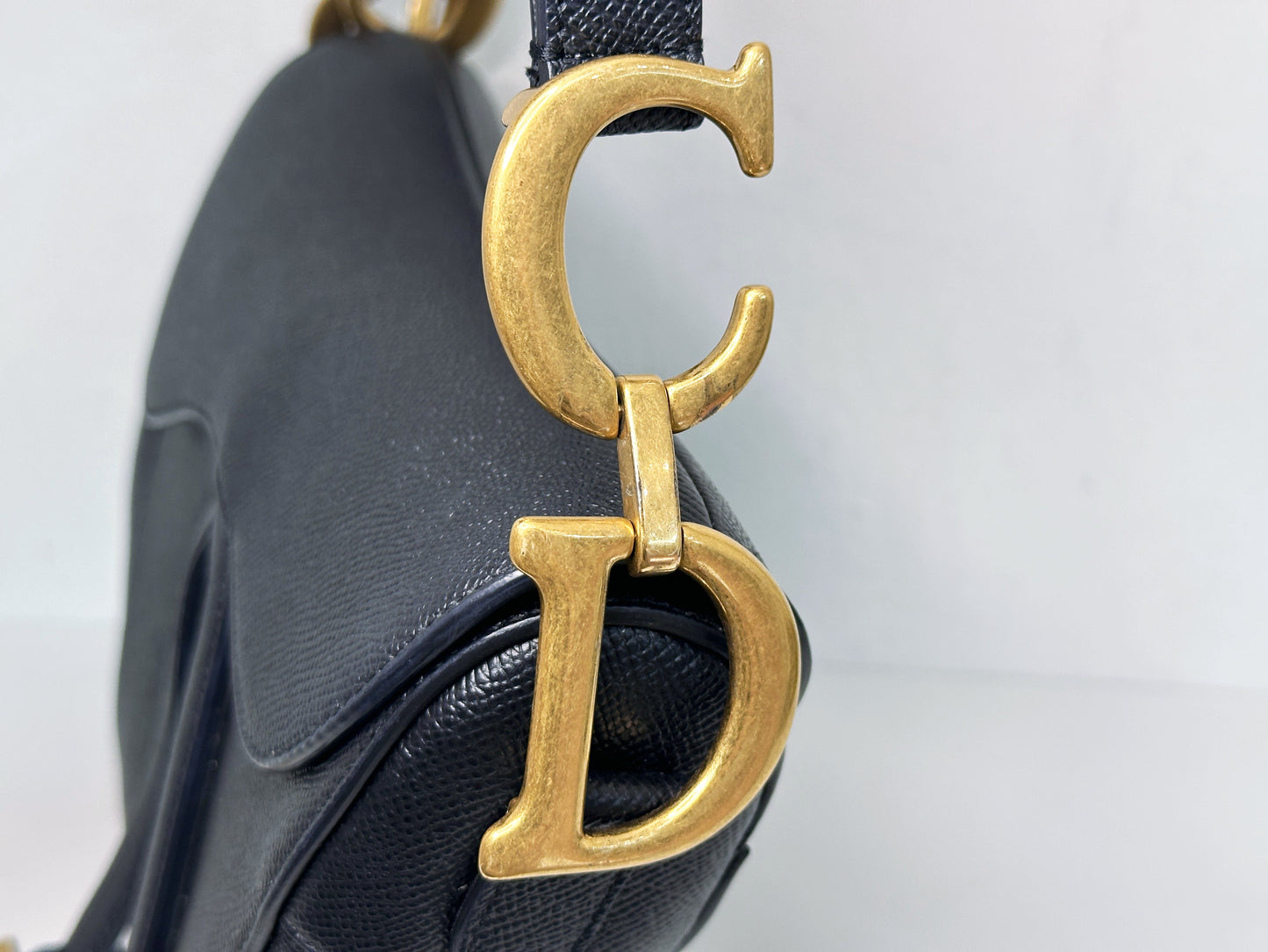 Christian Dior Saddle Bag with Strap Golden Saddle Black Calfskin 2022 year