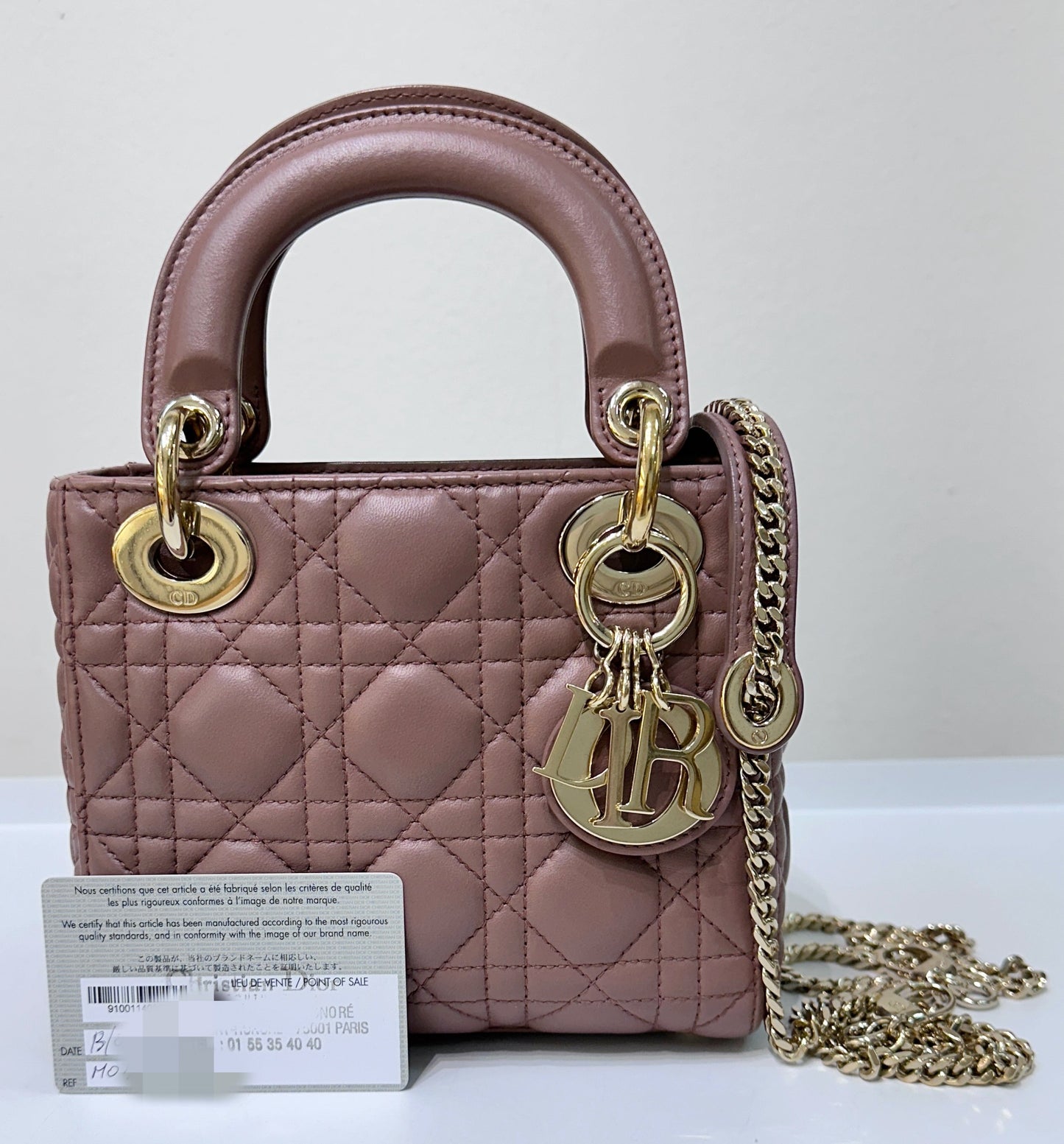 Mini Lady Dior Bag Blush Cannage Lambskin