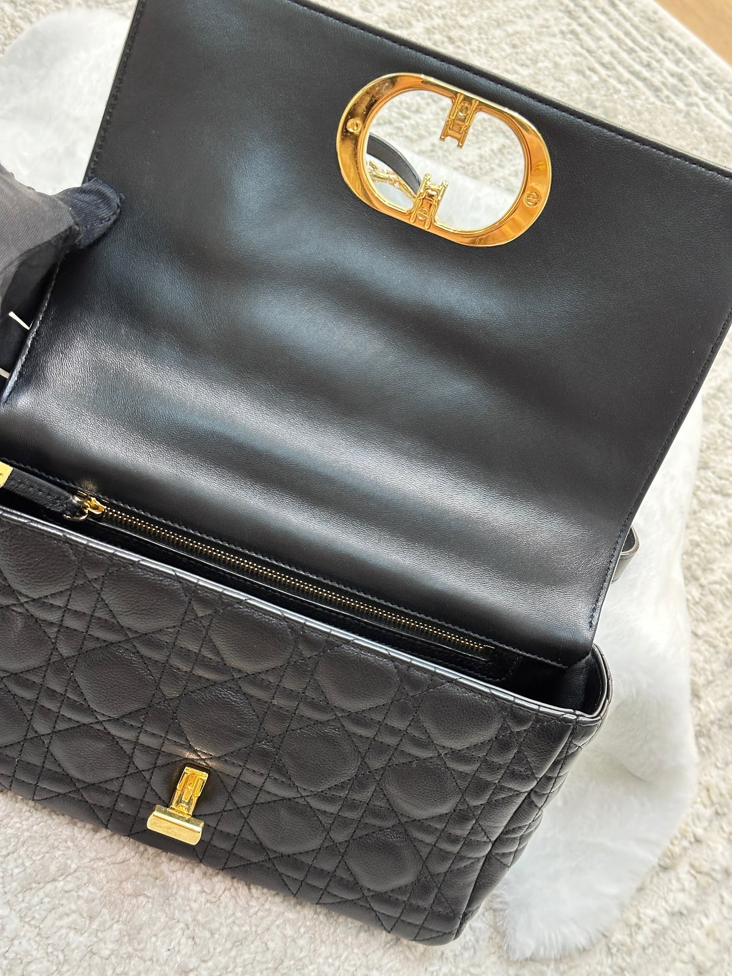 Dior Medium Caro Bag Supple Cannage Calfskin Black GHW