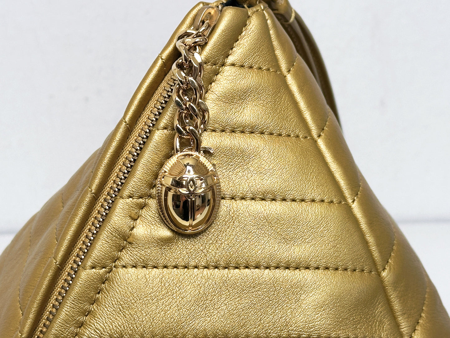 Chanel Gold Pyramid Leather Clutch Golden 2831 holo