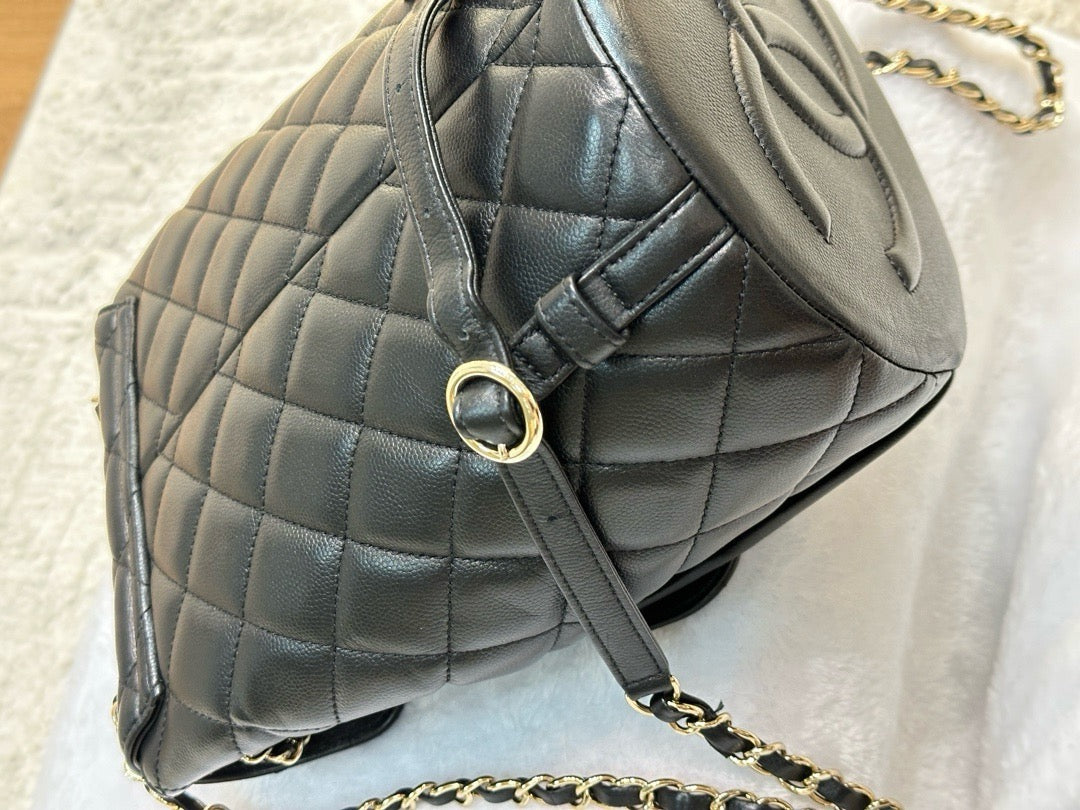 Chanel Caviar Quilted Pockets Backpack Black
