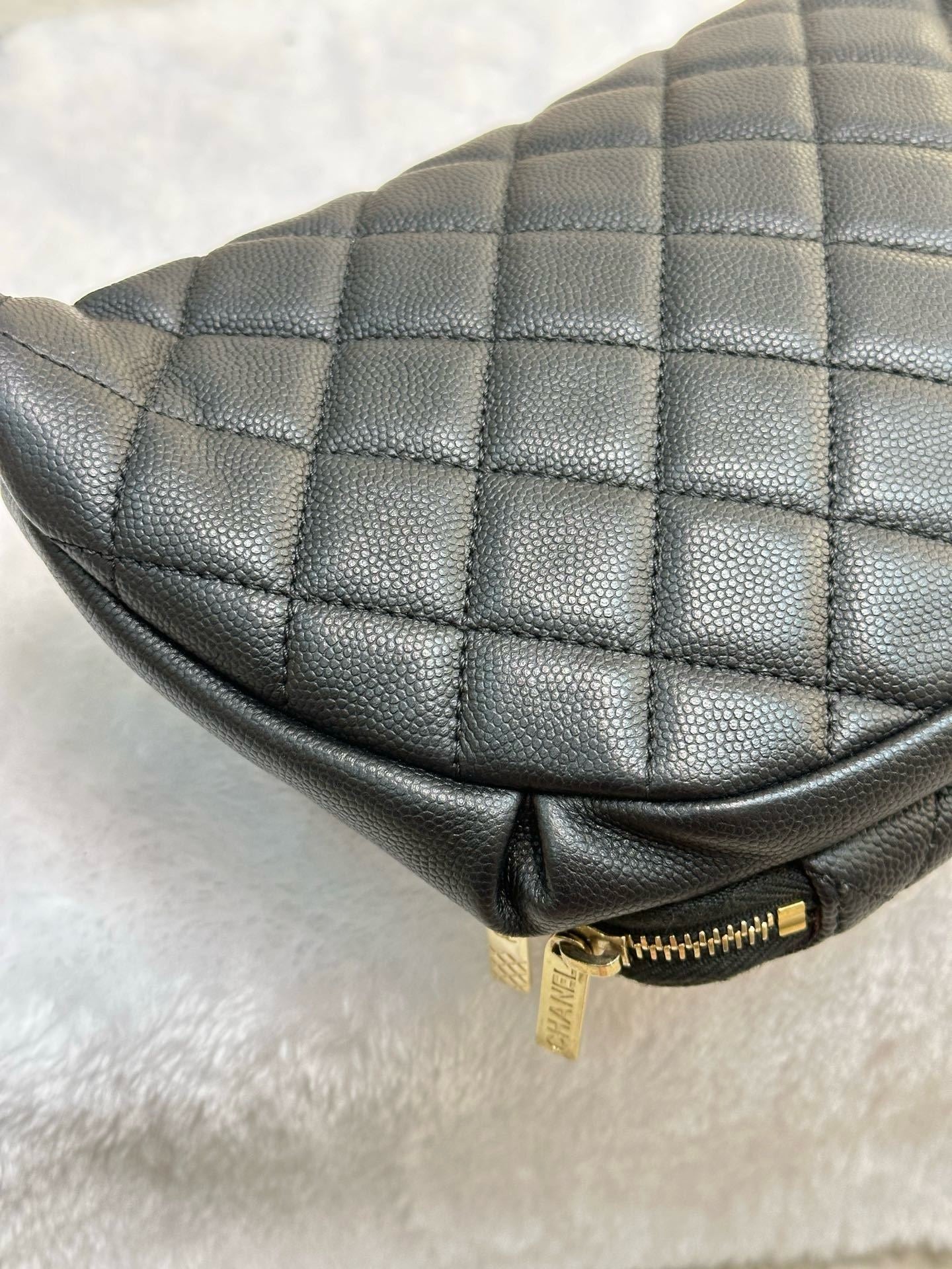 Chanel Black Quilted Caviar Leather Business Affinity Waist Belt Bag (not have card)