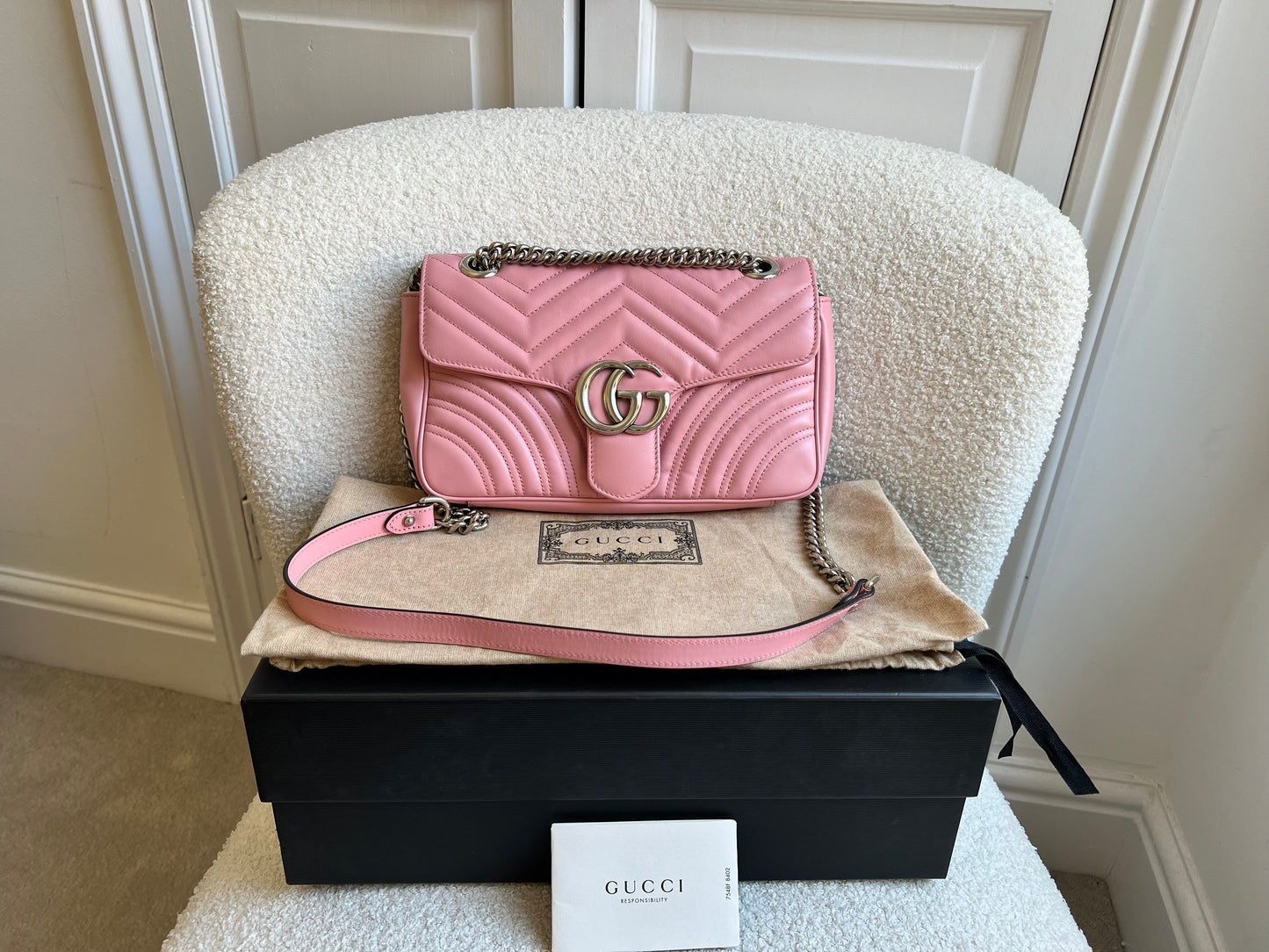 Gucci GG Pale Pink Marmont Small Shoulder Bag (RRP £2070)