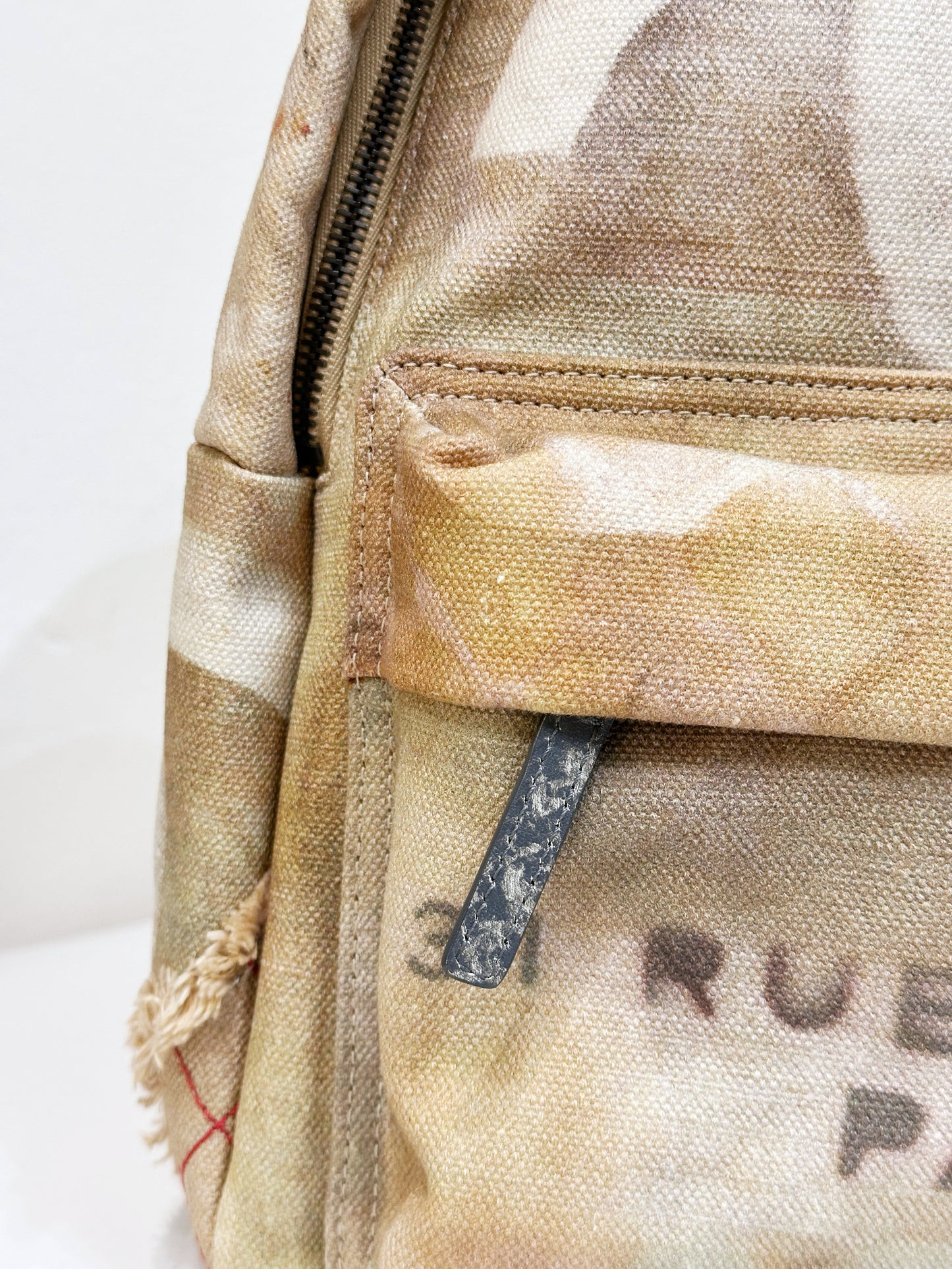 Chanel Graffiti Printed Canvas Medium Backpack Beige 1958 holo card