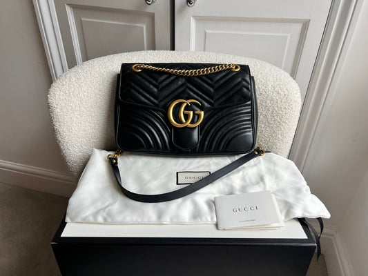 Gucci GG Black Marmont Medium Shoulder Bag (RRP £2,340)