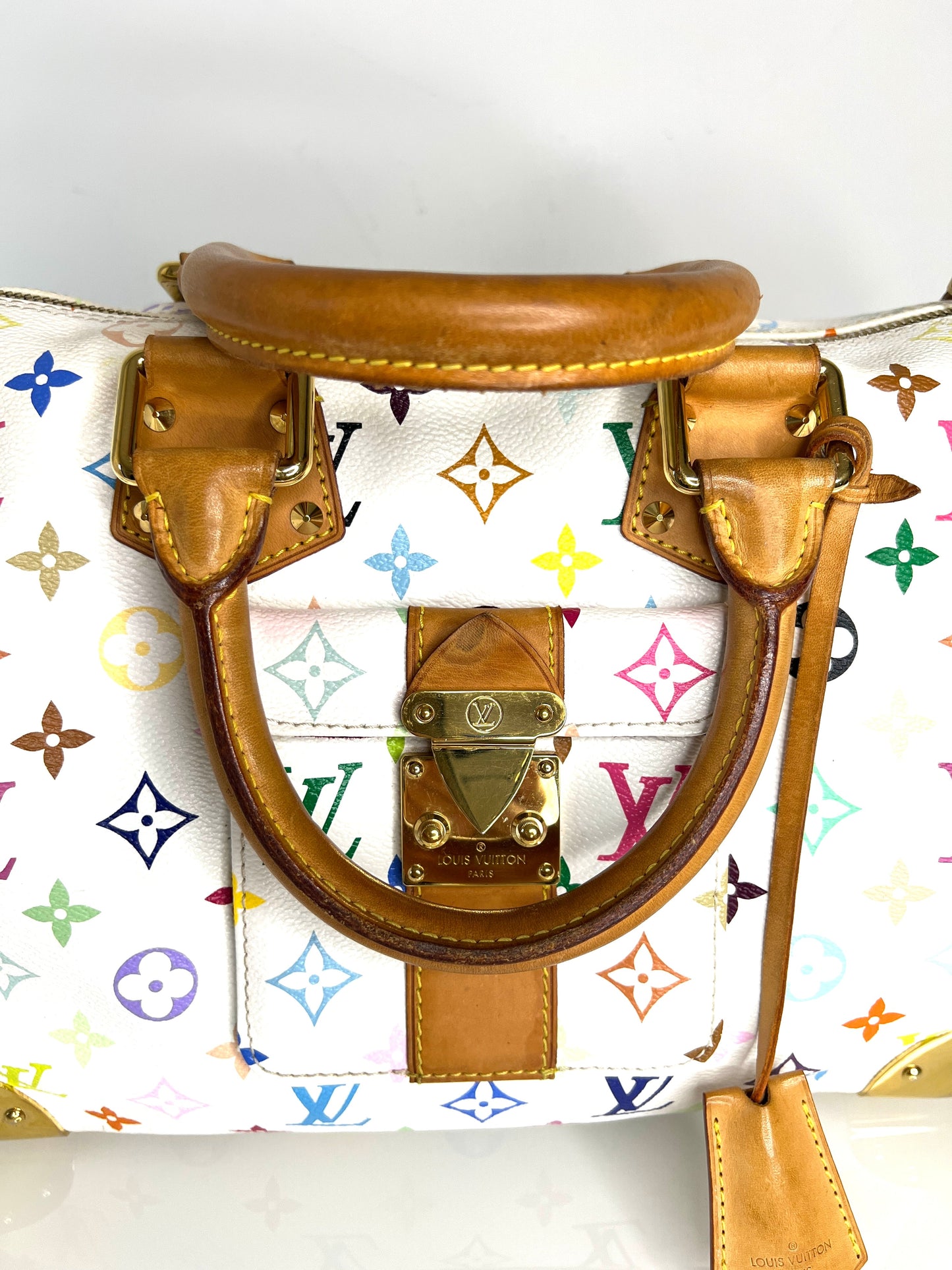 Louis Vuitton Pre-Loved Speedy 30 Multicolour Monogram White Handbag