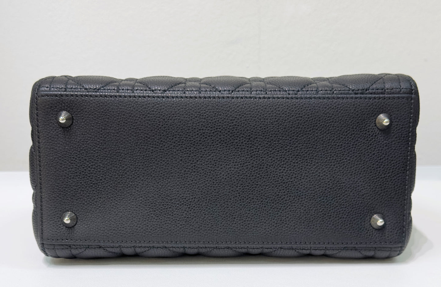 Christian Dior Medium Grained Cannage Calfskin Lady Dior Bag Black SHW