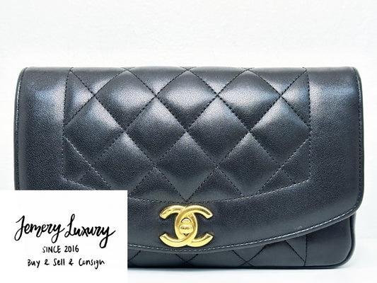 Chanel Small Diana Flap Black Lambskin GHW 2073 holo