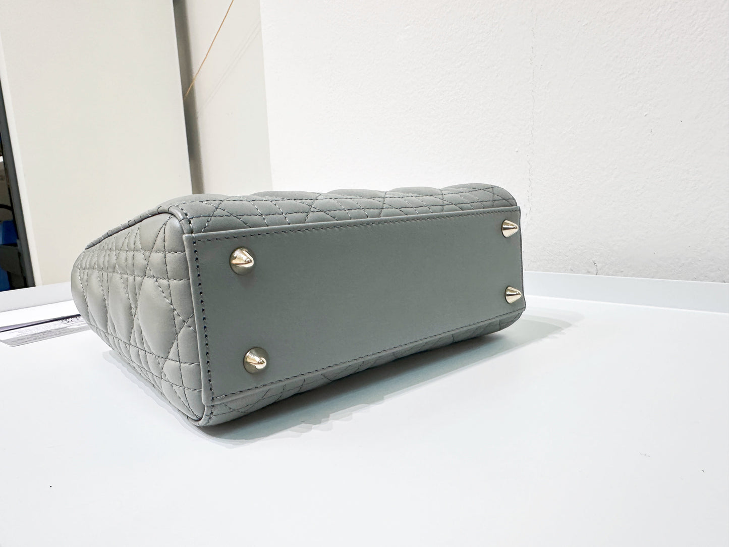 Small Lady Dior My ABCDior Cannage Lambskin Gray