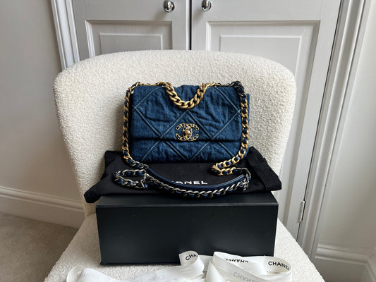 Chanel Small 19 in Blue Denim