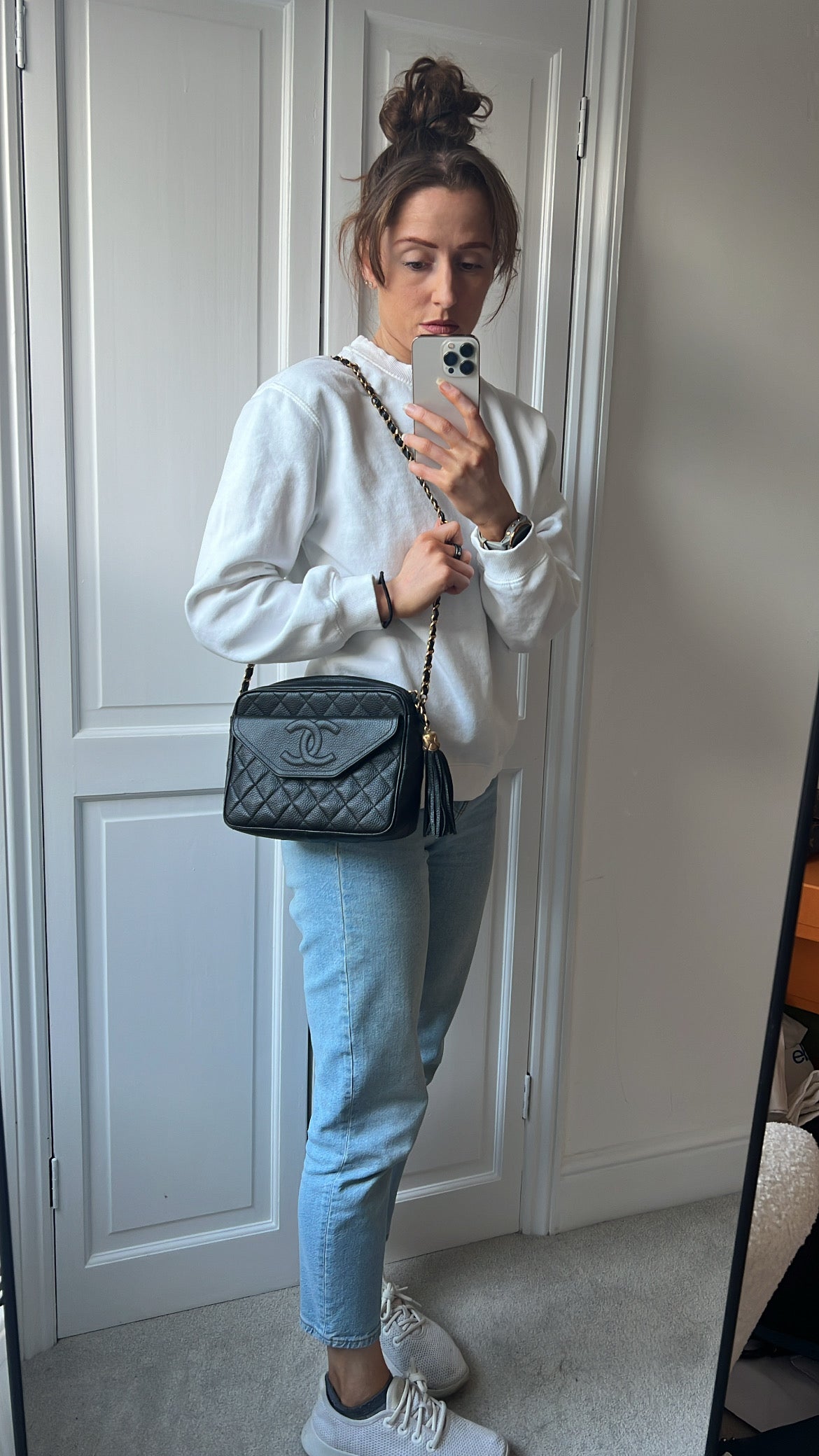 Chanel Vintage Black Caviar Camera Bag