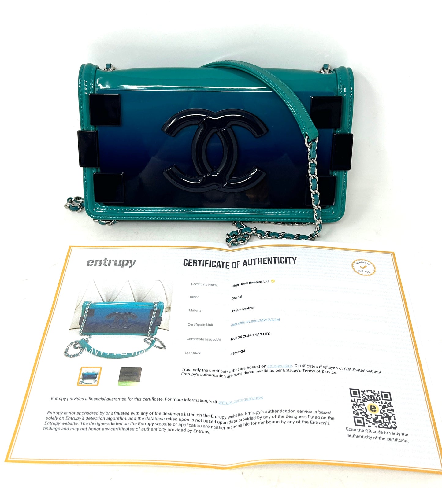 Pre-loved Chanel Lego Boy Brick Turquoise Crossbody Flap Bag