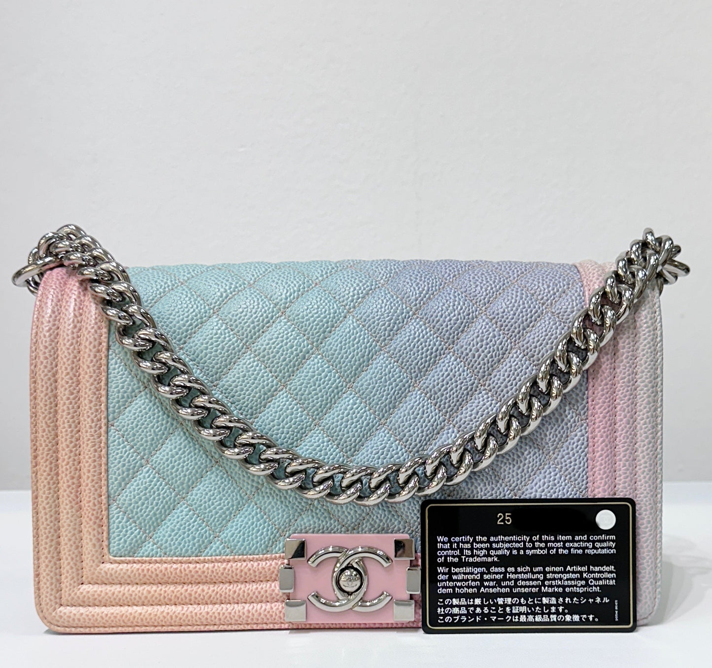 Chanel Rainbow Qulited Caviar LeBoy Bag Medium