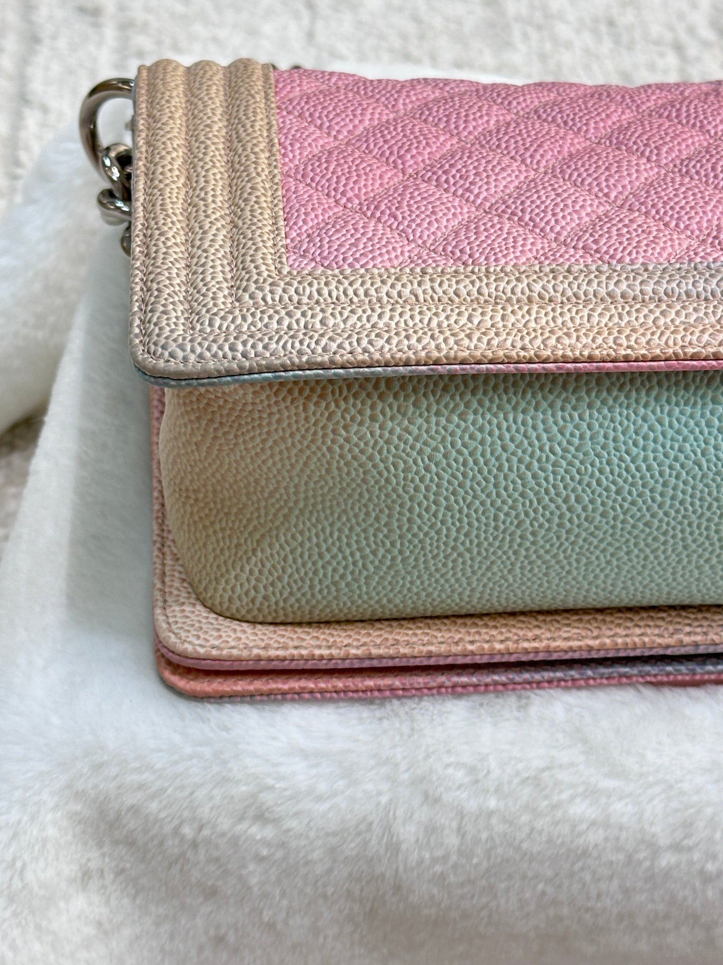 Chanel Rainbow Qulited Caviar LeBoy Bag Medium