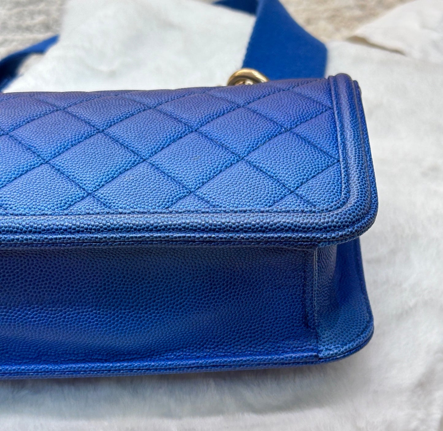 CHANEL Caviar Quilted Small Sunset On The Sea Flap Blue