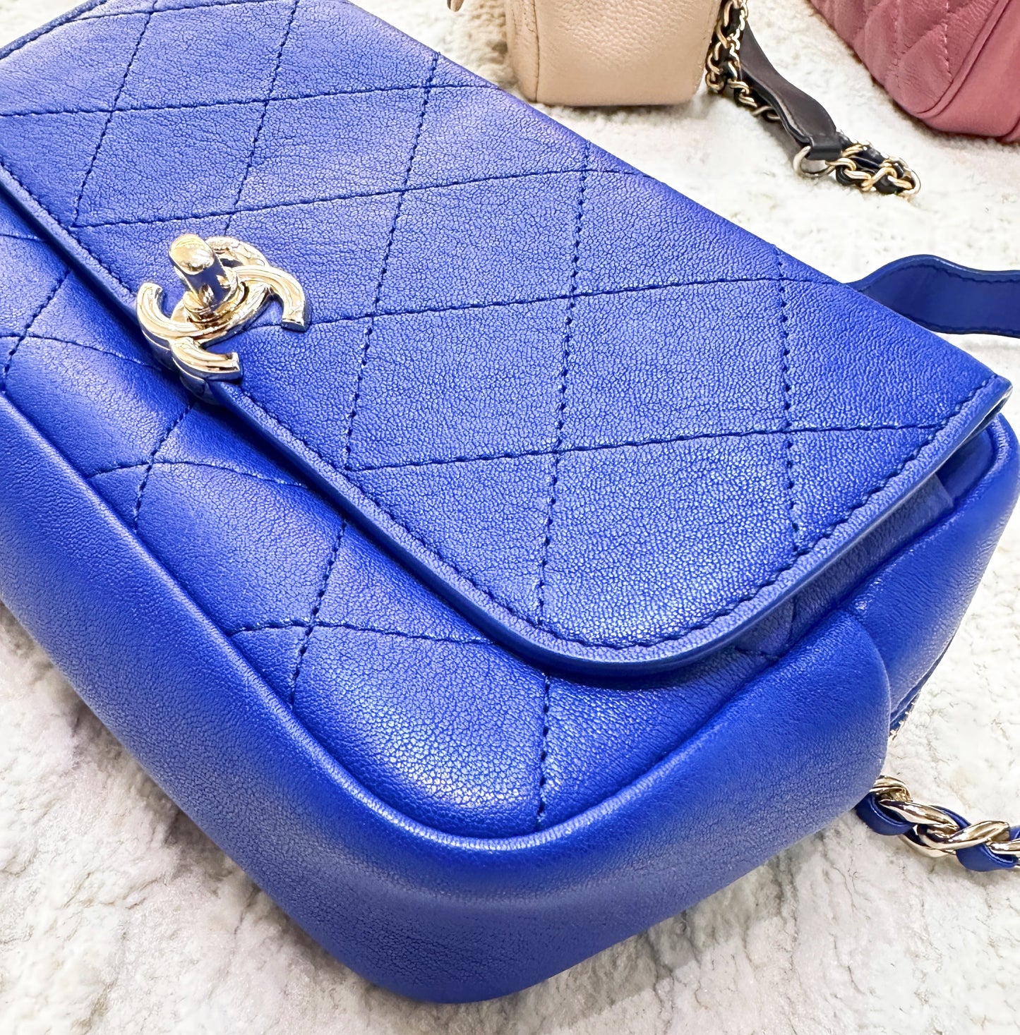 CHANEL Calfskin Casual Trip Waist Bag Blue