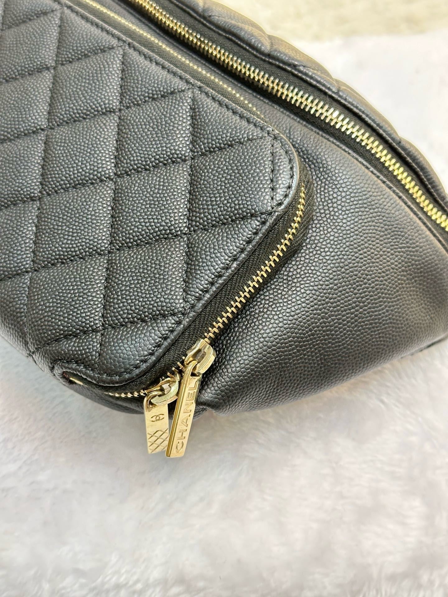 Chanel Black Quilted Caviar Leather Business Affinity Waist Belt Bag (not have card)