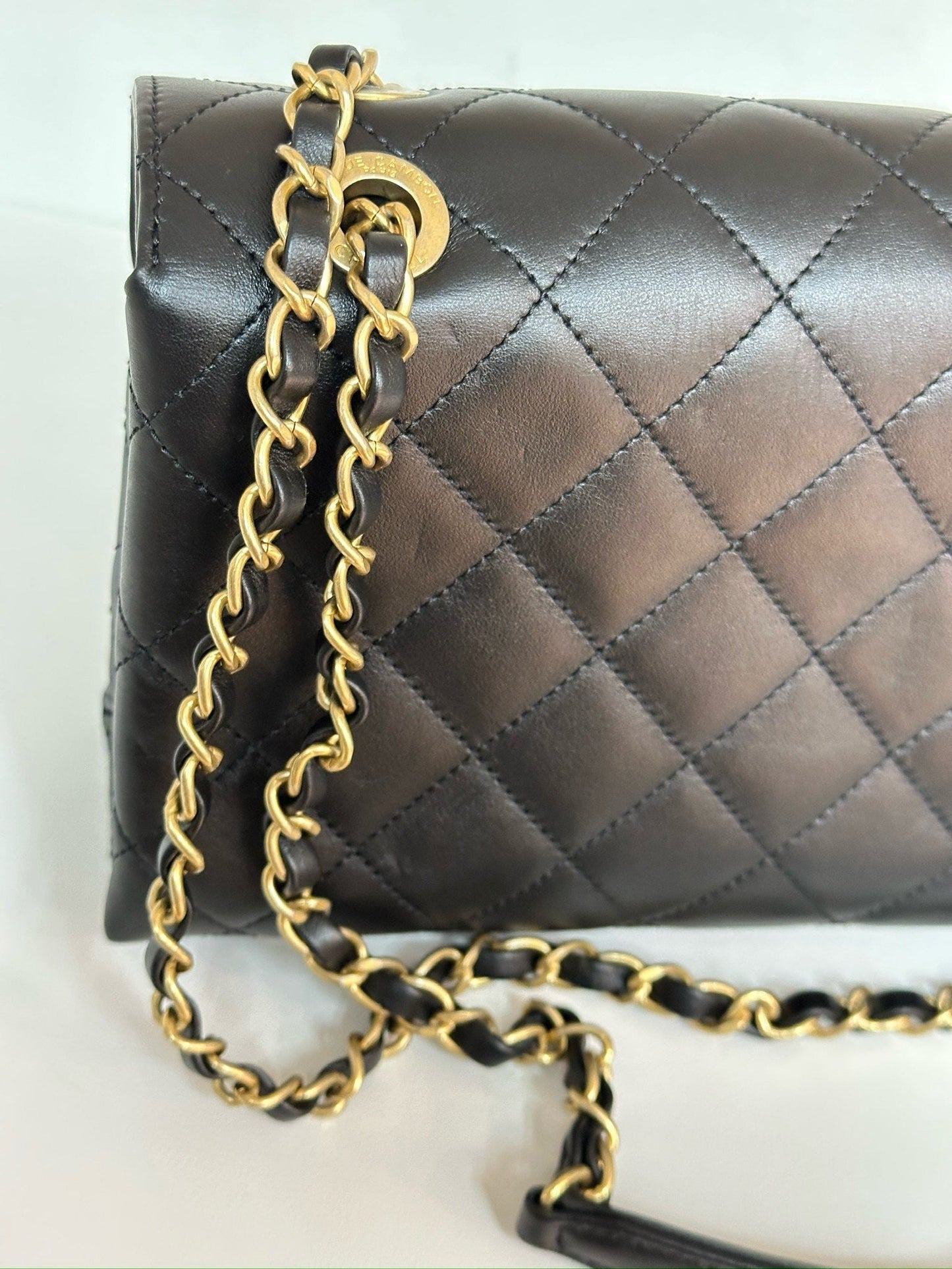 Chanel Calfskin Quilted Small Enchained Flap Black 2955 holo card