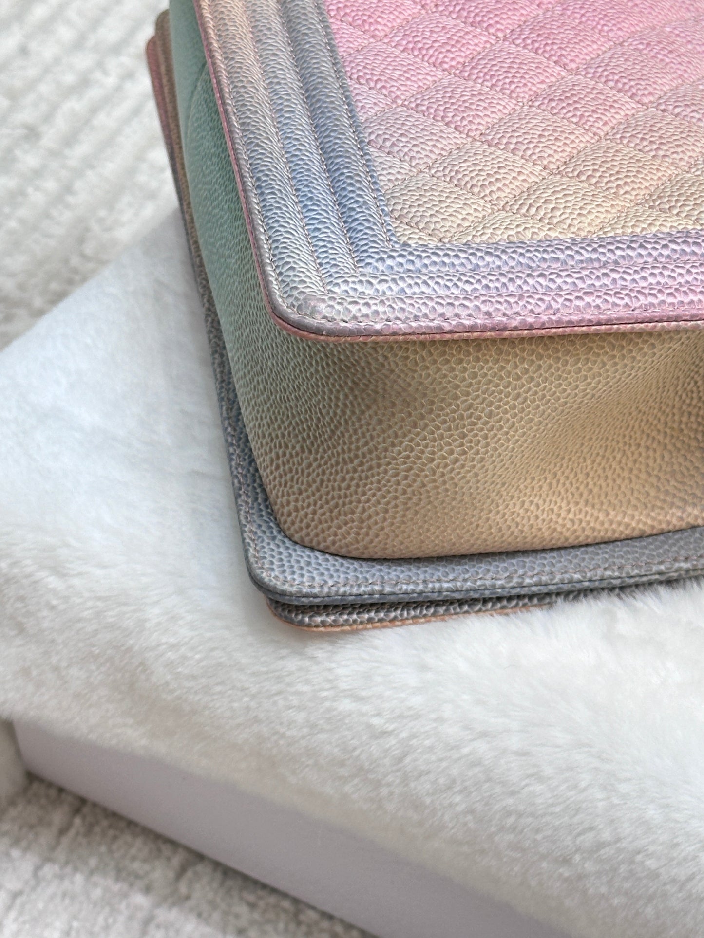 Chanel Rainbow Qulited Caviar LeBoy Bag Medium