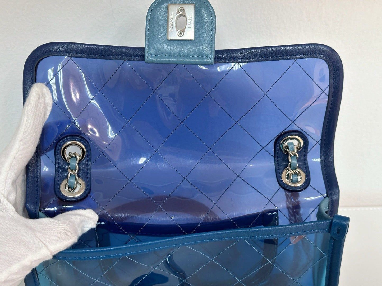Chanel Blue Coco Splash PVC Small Flap Bag holo 2569