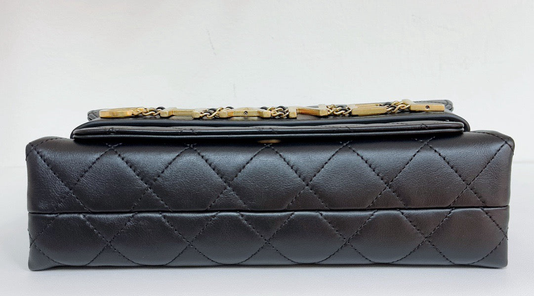 Chanel Calfskin Quilted Small Enchained Flap Black 2955 holo card