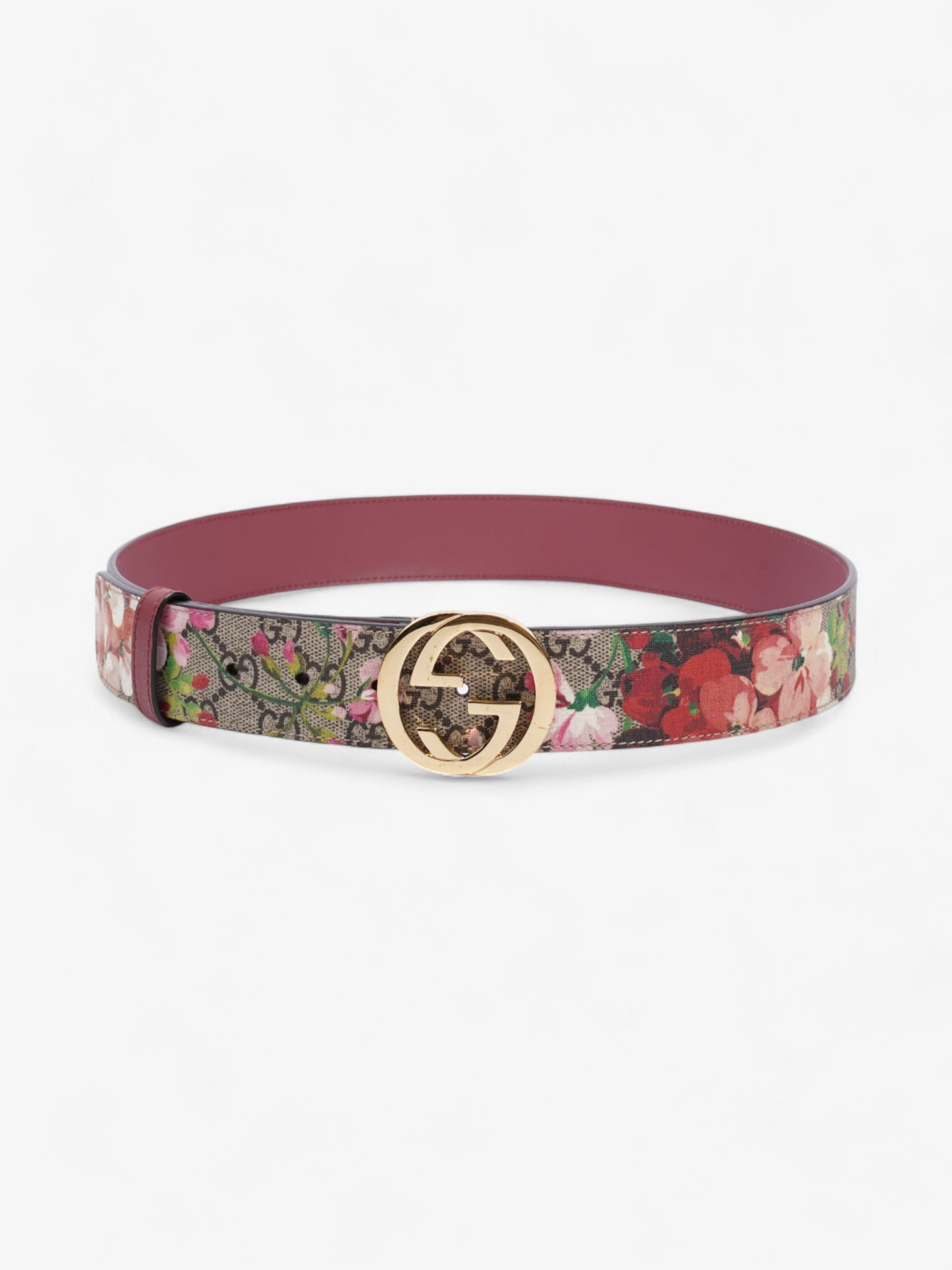 Gucci Interlocking G Belt GG Bloom / Gold Coated Canvas 85cm / 34"