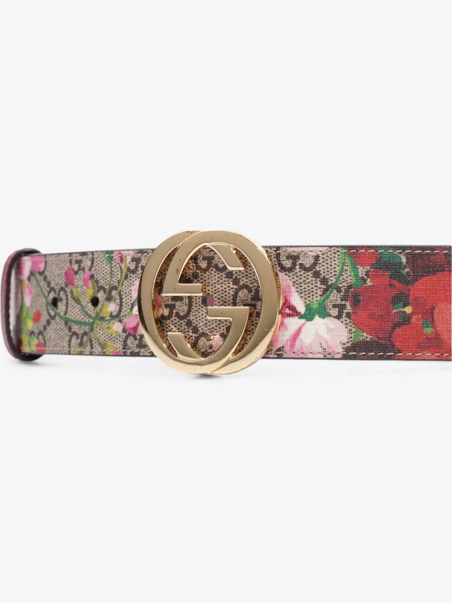 Gucci Interlocking G Belt GG Bloom / Gold Coated Canvas 85cm / 34"
