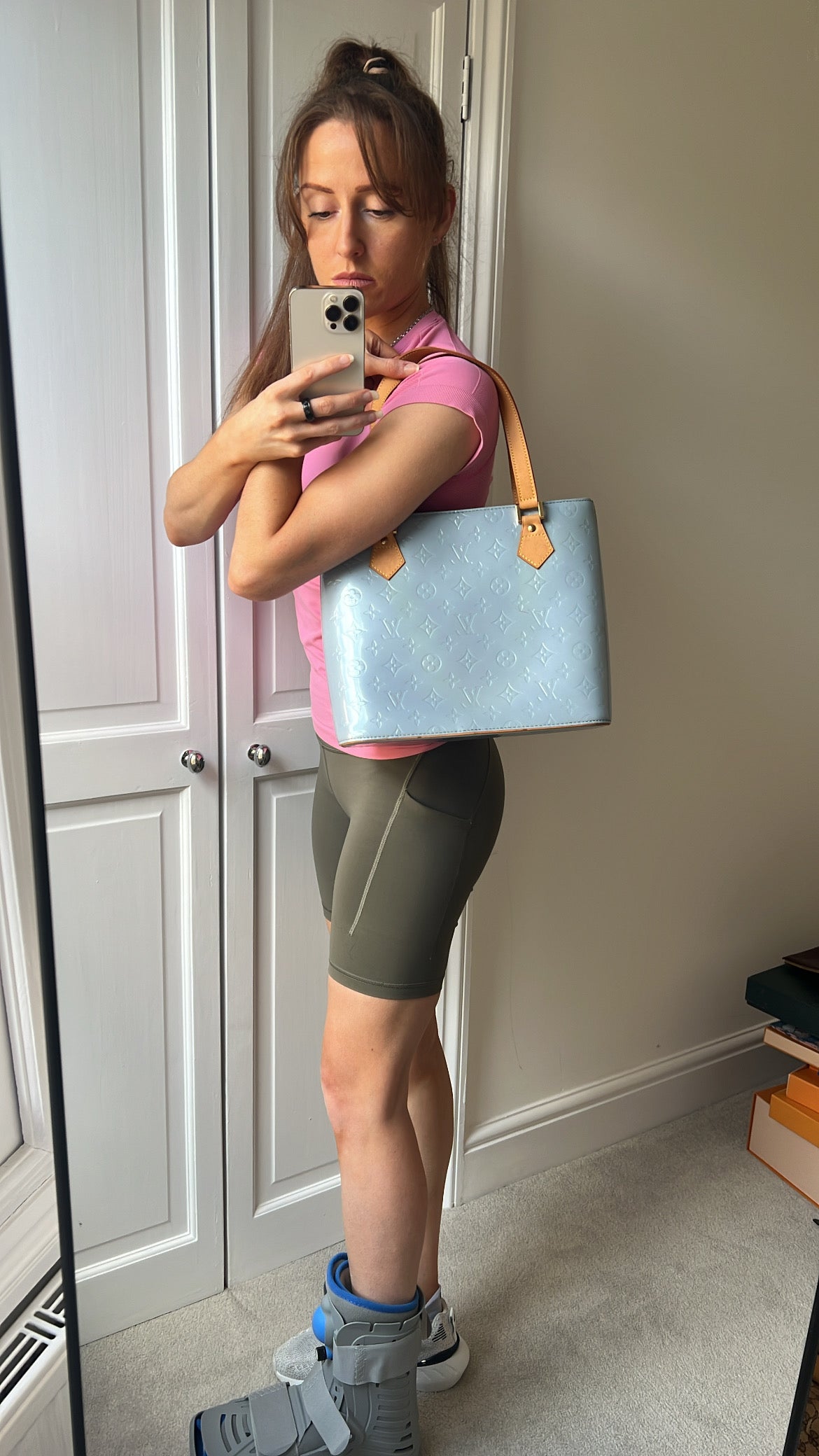 Louis Vuitton Houston Lavender Vernis Patent Leather