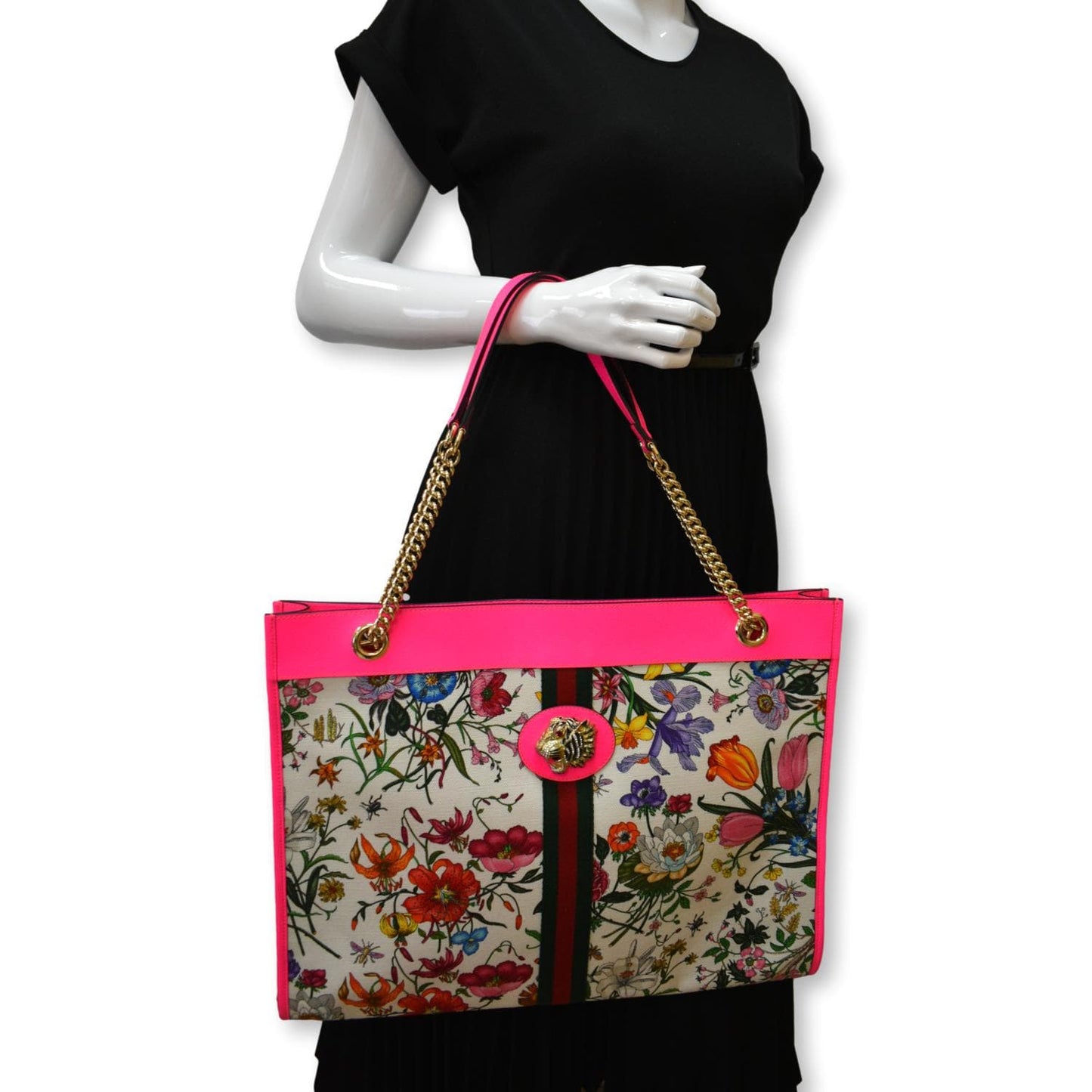 GUCCI Floral Rajah Large Canvas Leather Tote Bag Multicolor 537219