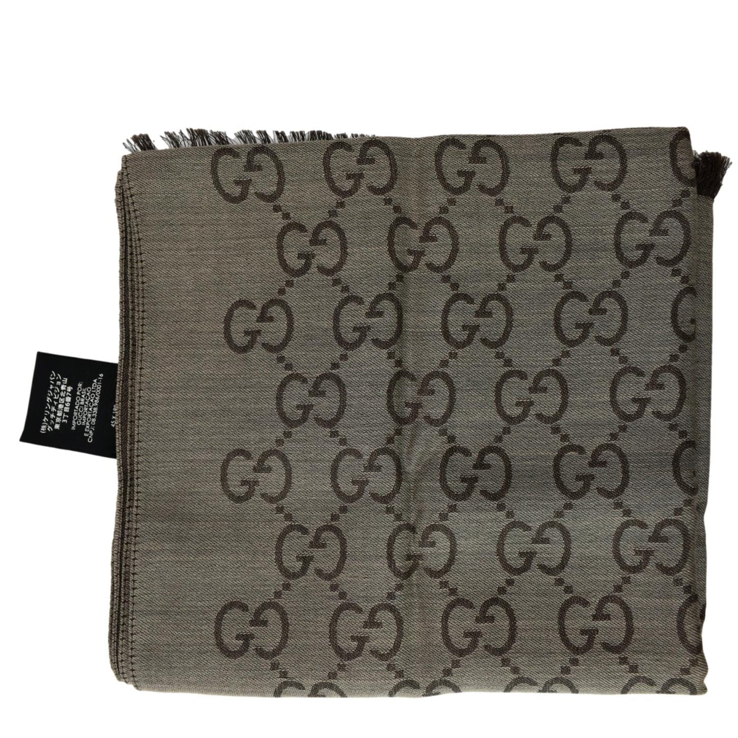 Gucci GG Wool Silk Scarf Tan