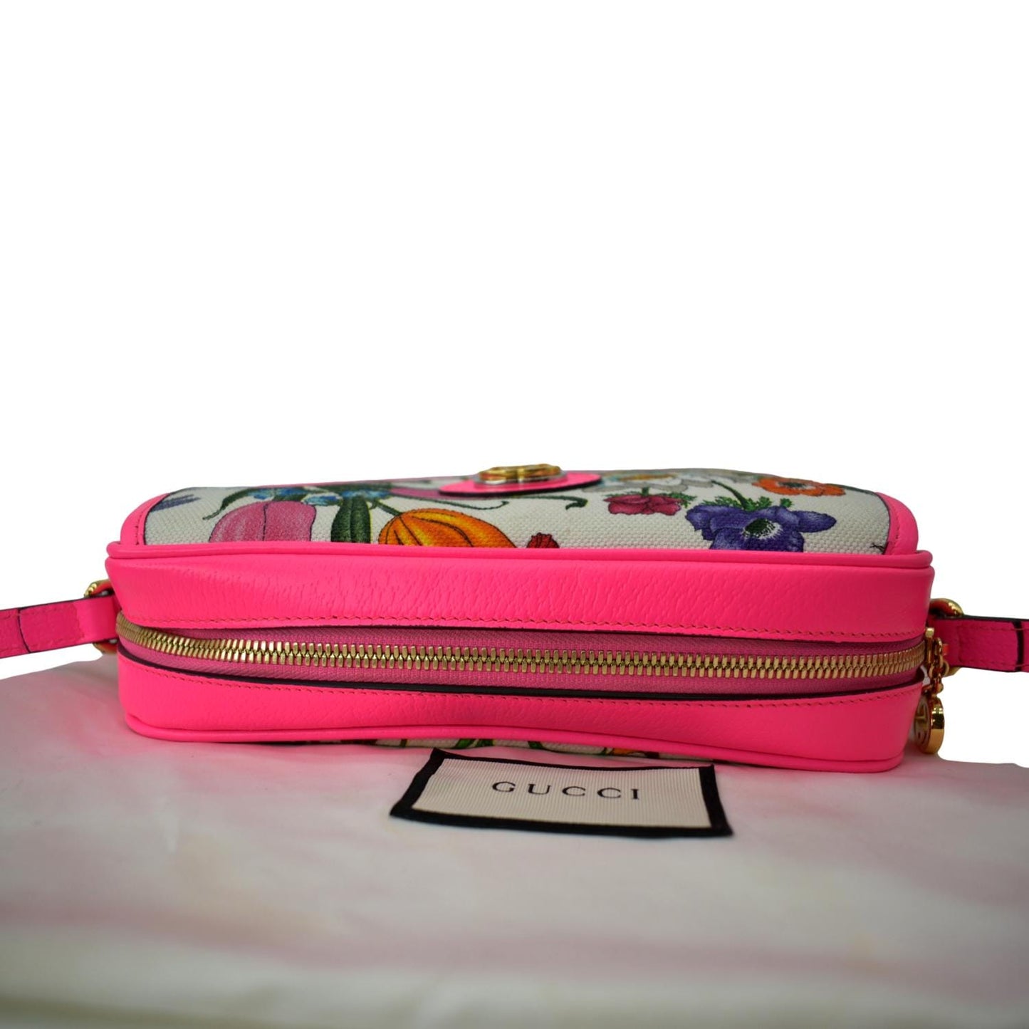 GUCCI Flora Canvas Tote Shoulder Bag Pink 550147