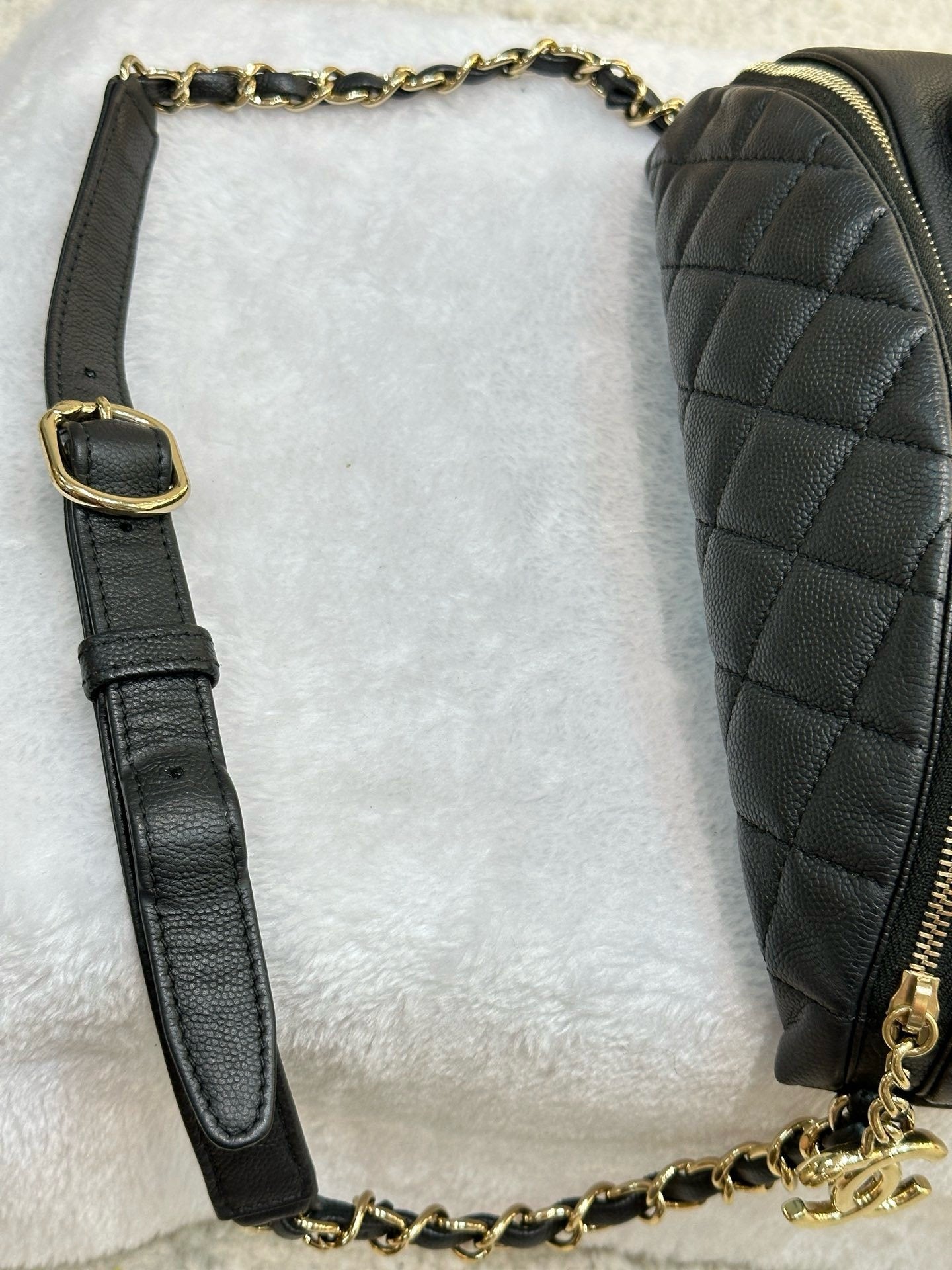 Chanel Black Quilted Caviar Leather Business Affinity Waist Belt Bag (not have card)
