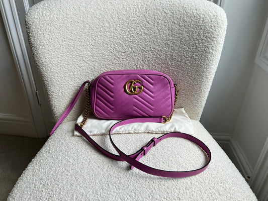 Gucci GG Hot Pink Marmont Small Shoulder Bag (RRP £1340)