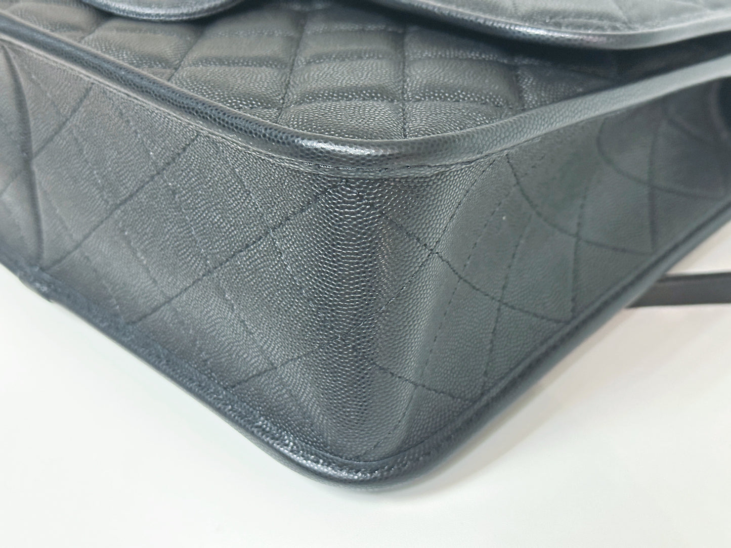 Chanel Caviar Quilted 22k Large School Memory Top Handle Flap Black microchip T076