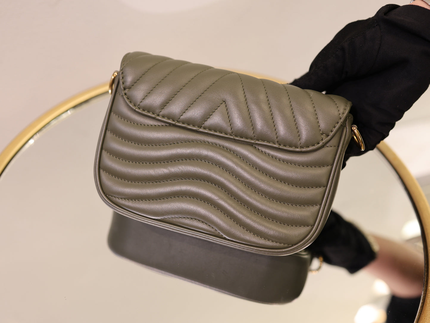 Louis Vuitton Green Khaki Leather Multi Pochette New Wave Bag