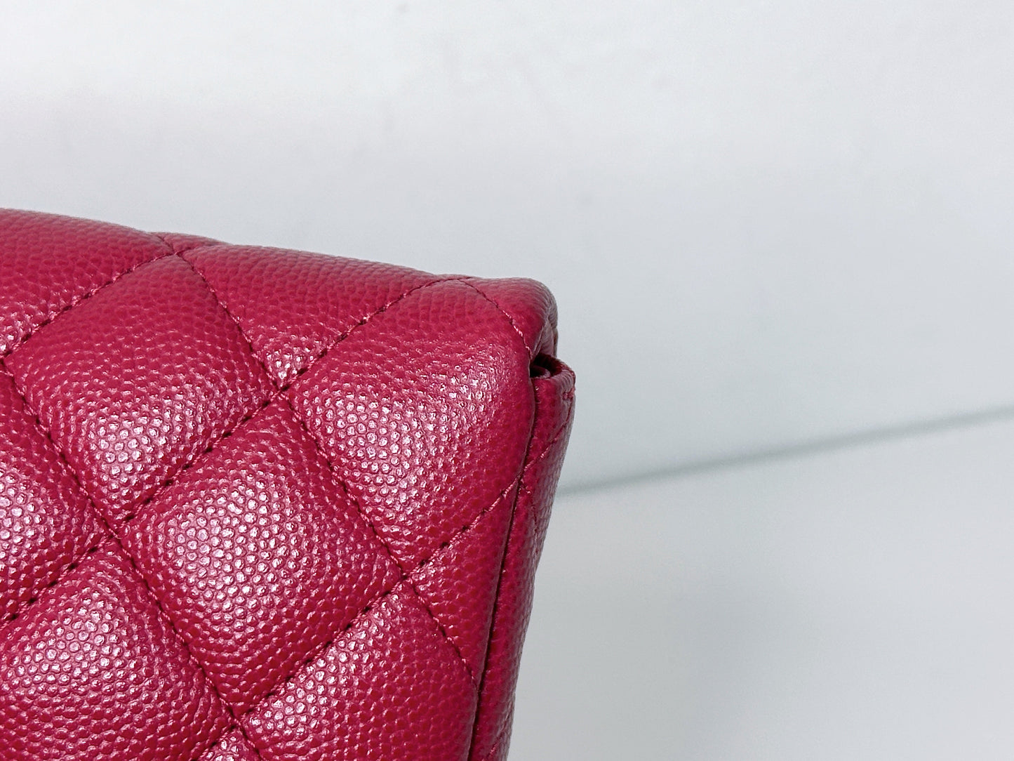 Chanel Flap Clutch Bag Red Caviar SHW 2645 holo card